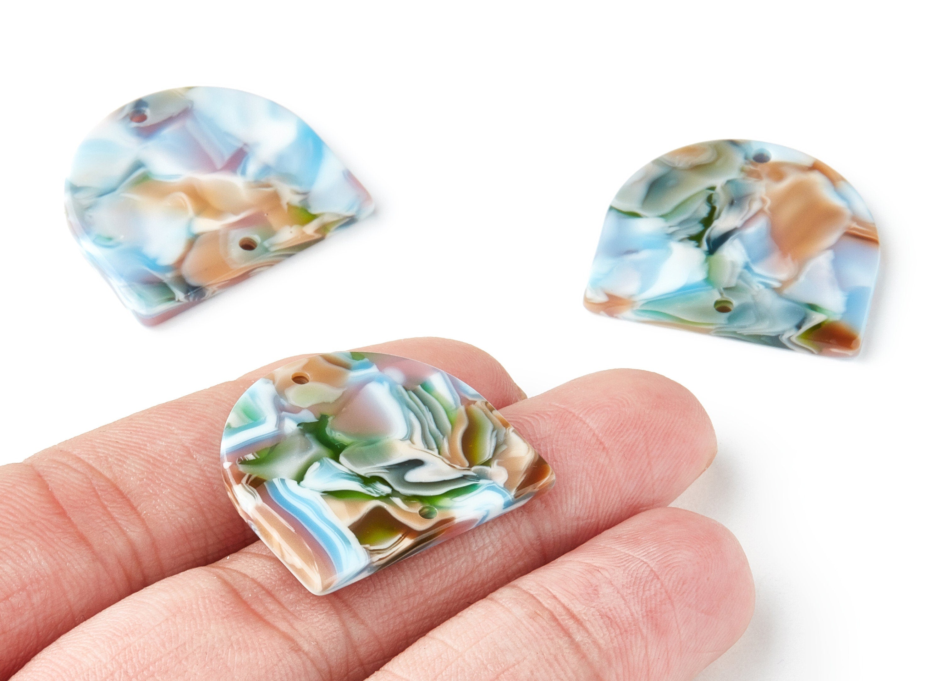 Acetate D Earring Charms - D Shaped Pendant - 2 Holes - Earring Findings - Jewelry Supplies - Color Code:A240 - 27.83x24.65x2.64mm - AC1323A - DOMEDBAZAAR