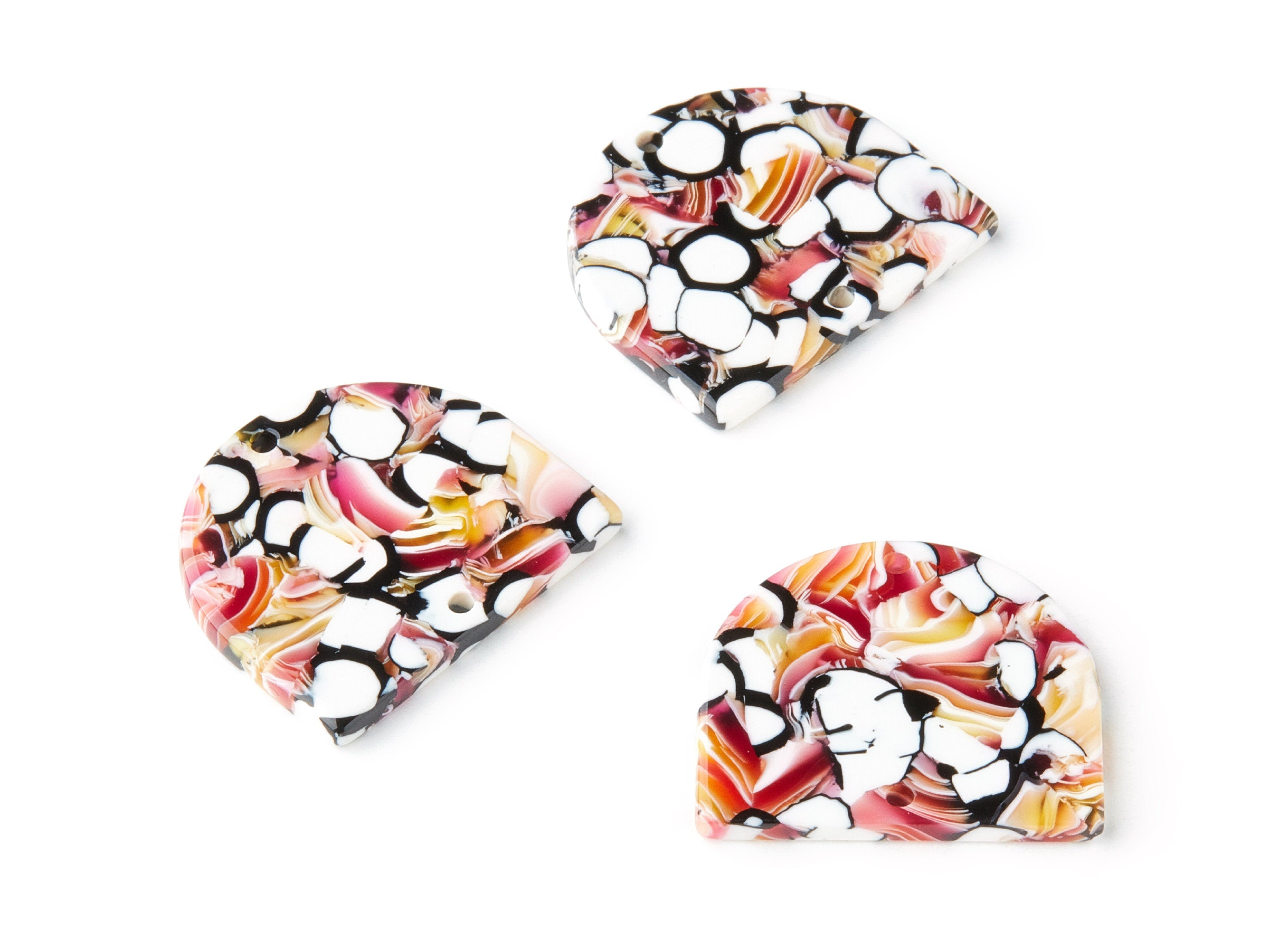 Acetate D Earring Charms - Acrylic D Pendant - Earring Findings - Jewelry Supplies - Color Code:A241 - 27.83x24.65x2.64mm - AC1323B - DOMEDBAZAAR