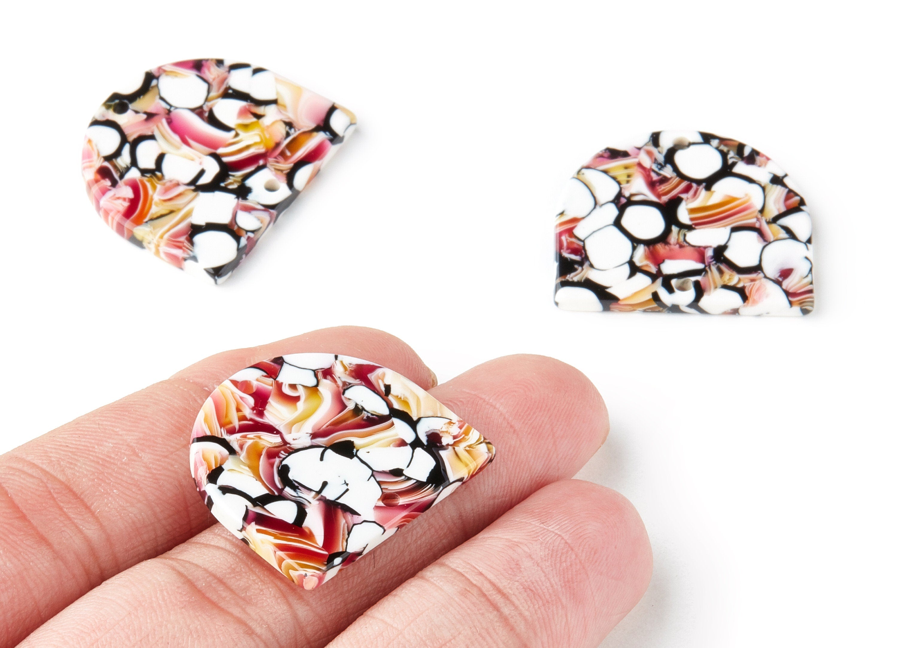 Acetate D Earring Charms - Acrylic D Pendant - Earring Findings - Jewelry Supplies - Color Code:A241 - 27.83x24.65x2.64mm - AC1323B - DOMEDBAZAAR