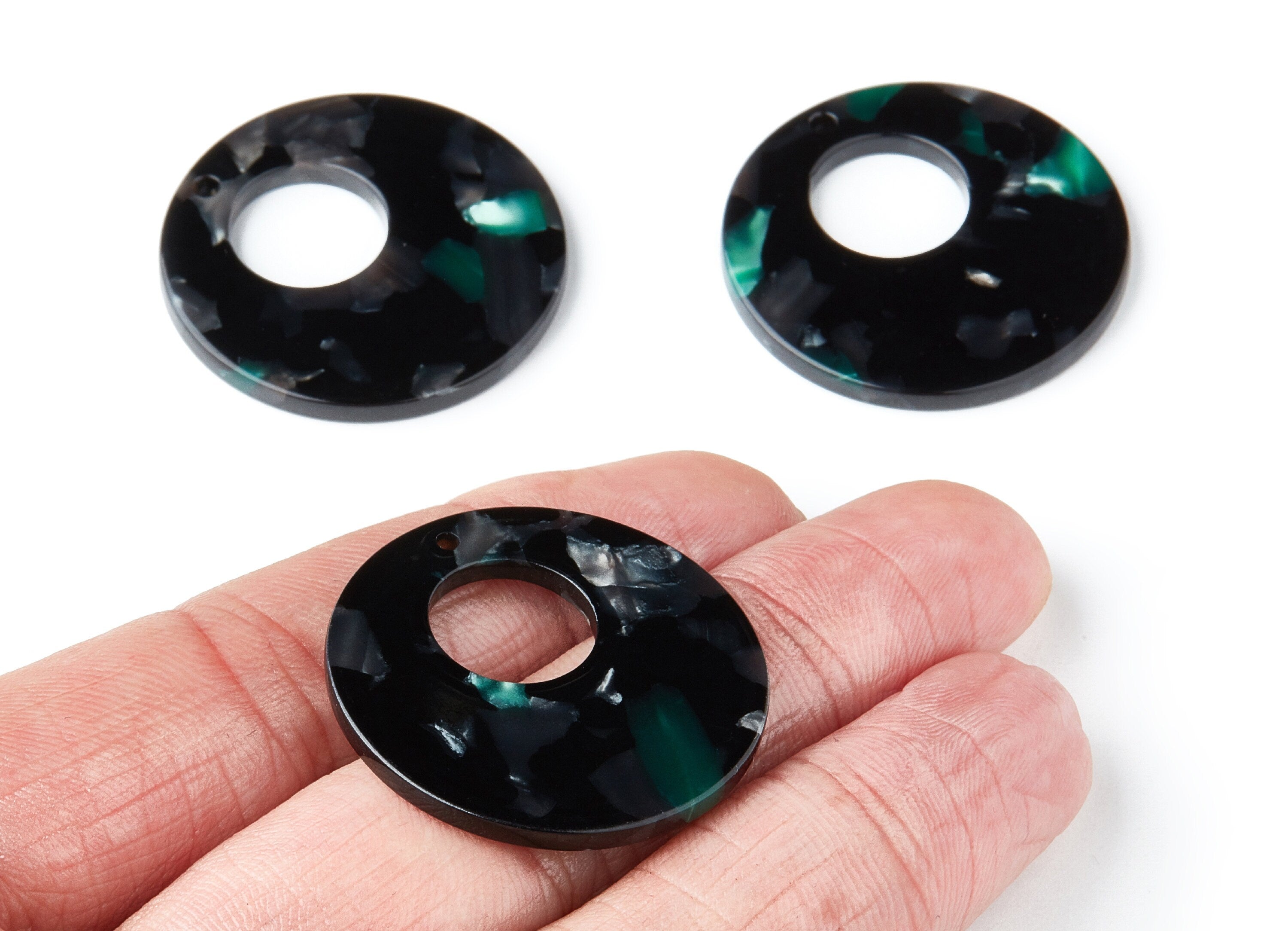 Acetate Circle Earring Charms - Circle Shaped Pendant - Earring Findings - Jewelry Supplies - Color Code: A49 - 31.7x31.7x2.64mm - AC1359G - DOMEDBAZAAR