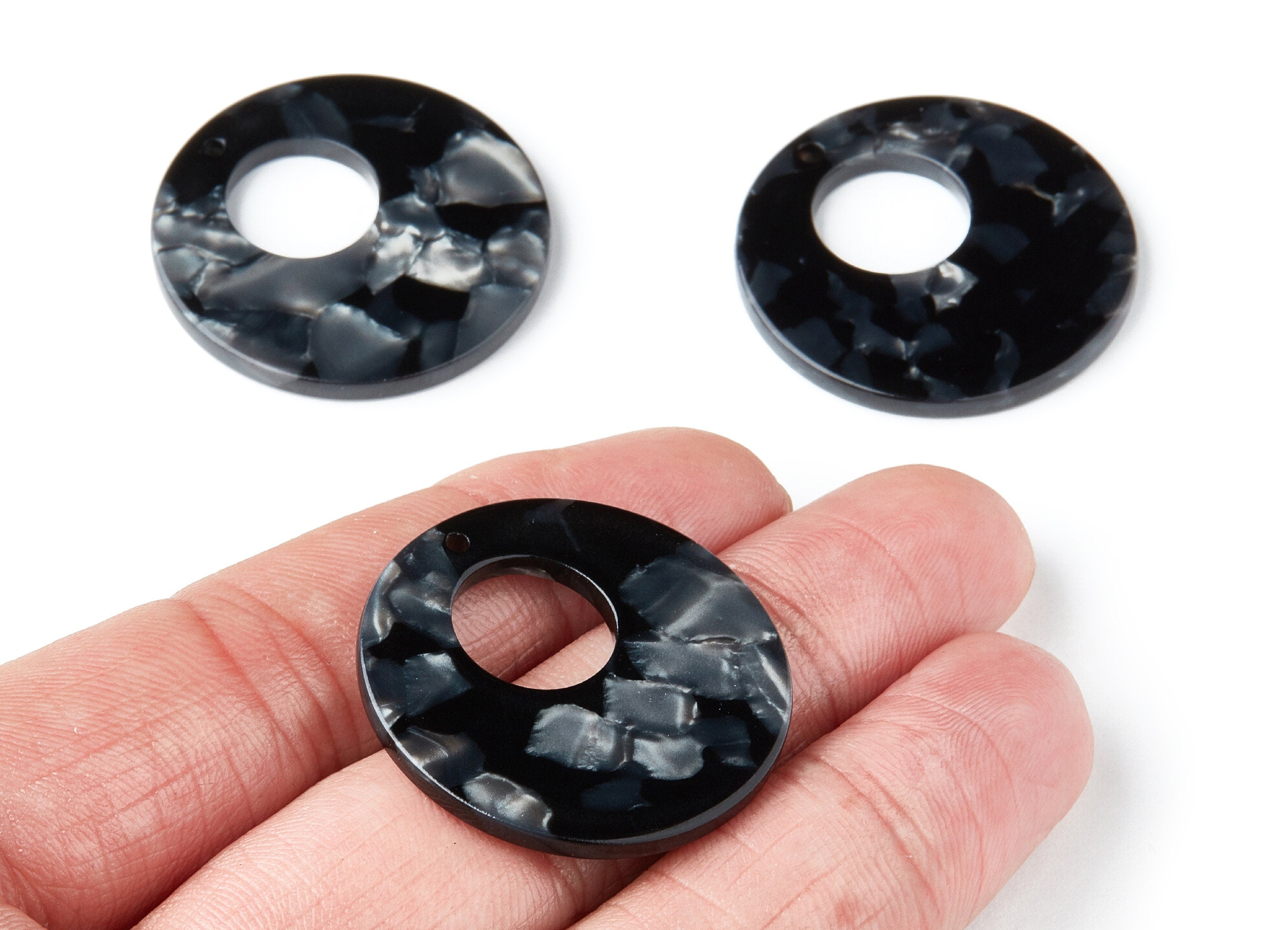 Acetate Circle Earring Charms - Acrylic Circle Pendant - Earring Findings - Jewelry Supplies - Color Code: A48 - 31.7x31.7x2.64mm - AC1359O - DOMEDBAZAAR