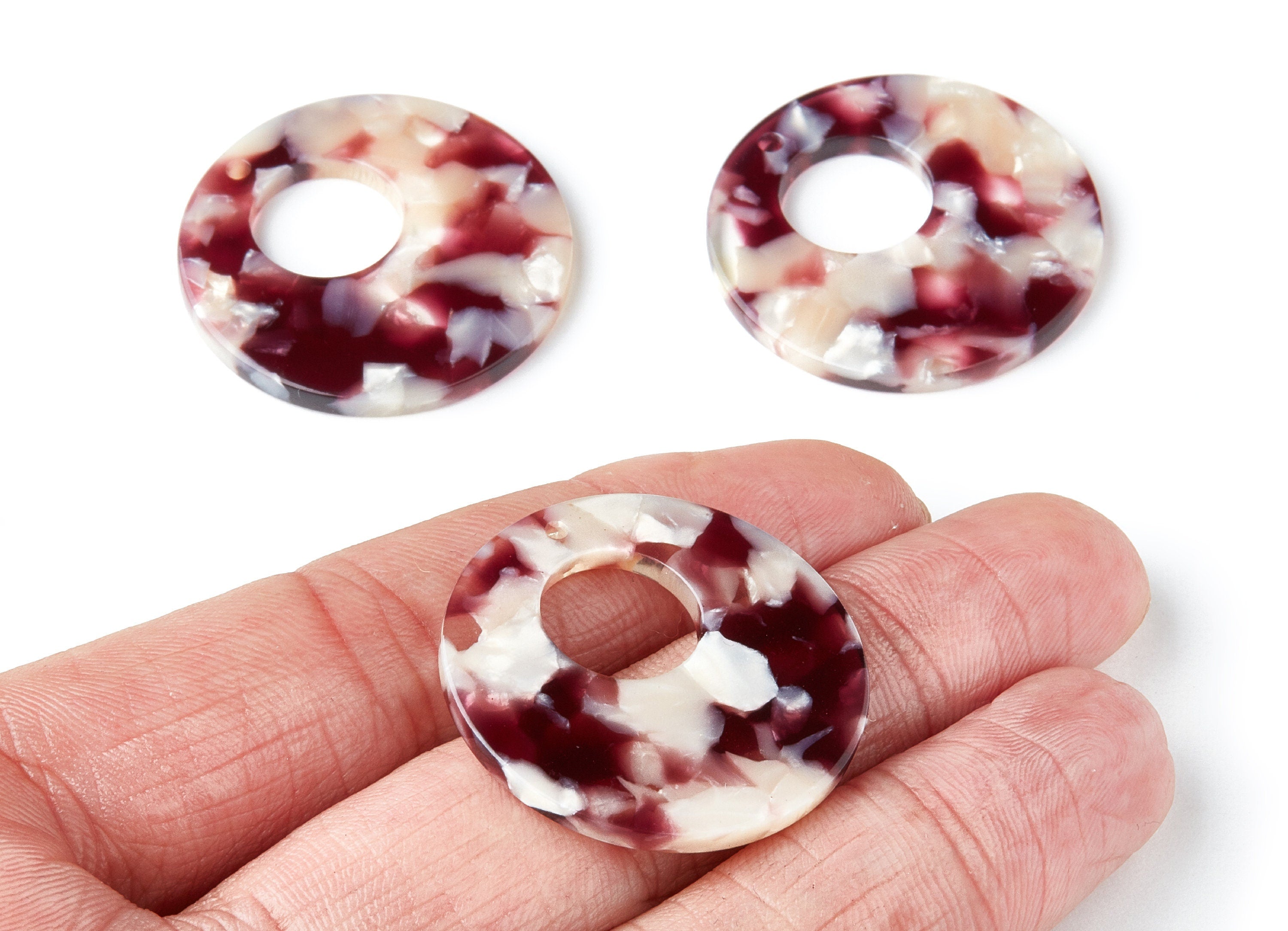 Acetate Circle Earring Charms - Circle Shaped Pendant - Earring Findings - Jewelry Supplies - Color Code: A42 - 31.7x31.7x2.64mm - AC1359C - DOMEDBAZAAR