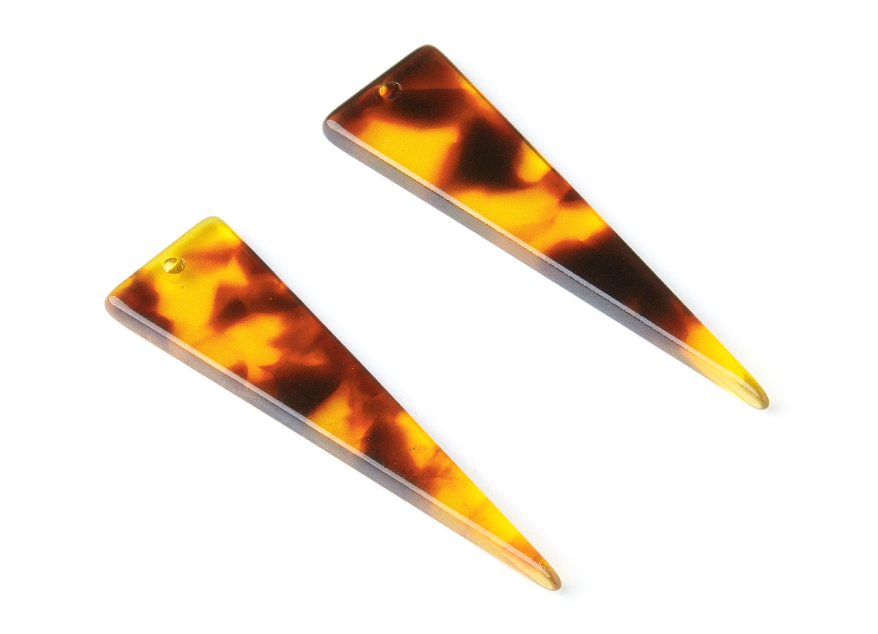Acetate Acrylic Earring Charm - Tortoise Shell Earrings - Triangle Pendant - Jewelry Supplies - Color Code: A05 - 49x13.5x2.66mm - AC1370C - DOMEDBAZAAR