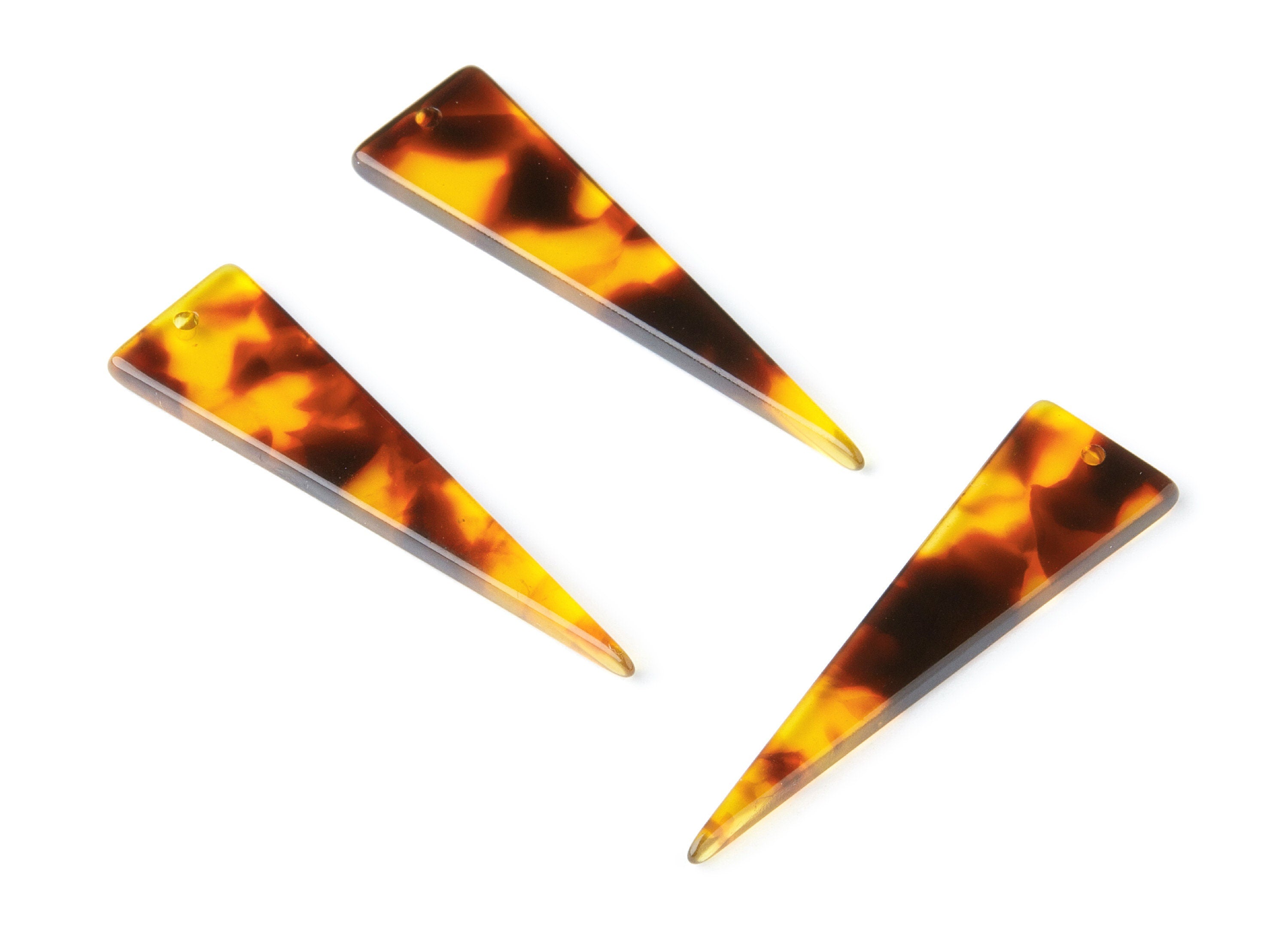 Acetate Acrylic Earring Charm - Tortoise Shell Earrings - Triangle Pendant - Jewelry Supplies - Color Code: A05 - 49x13.5x2.66mm - AC1370C - DOMEDBAZAAR