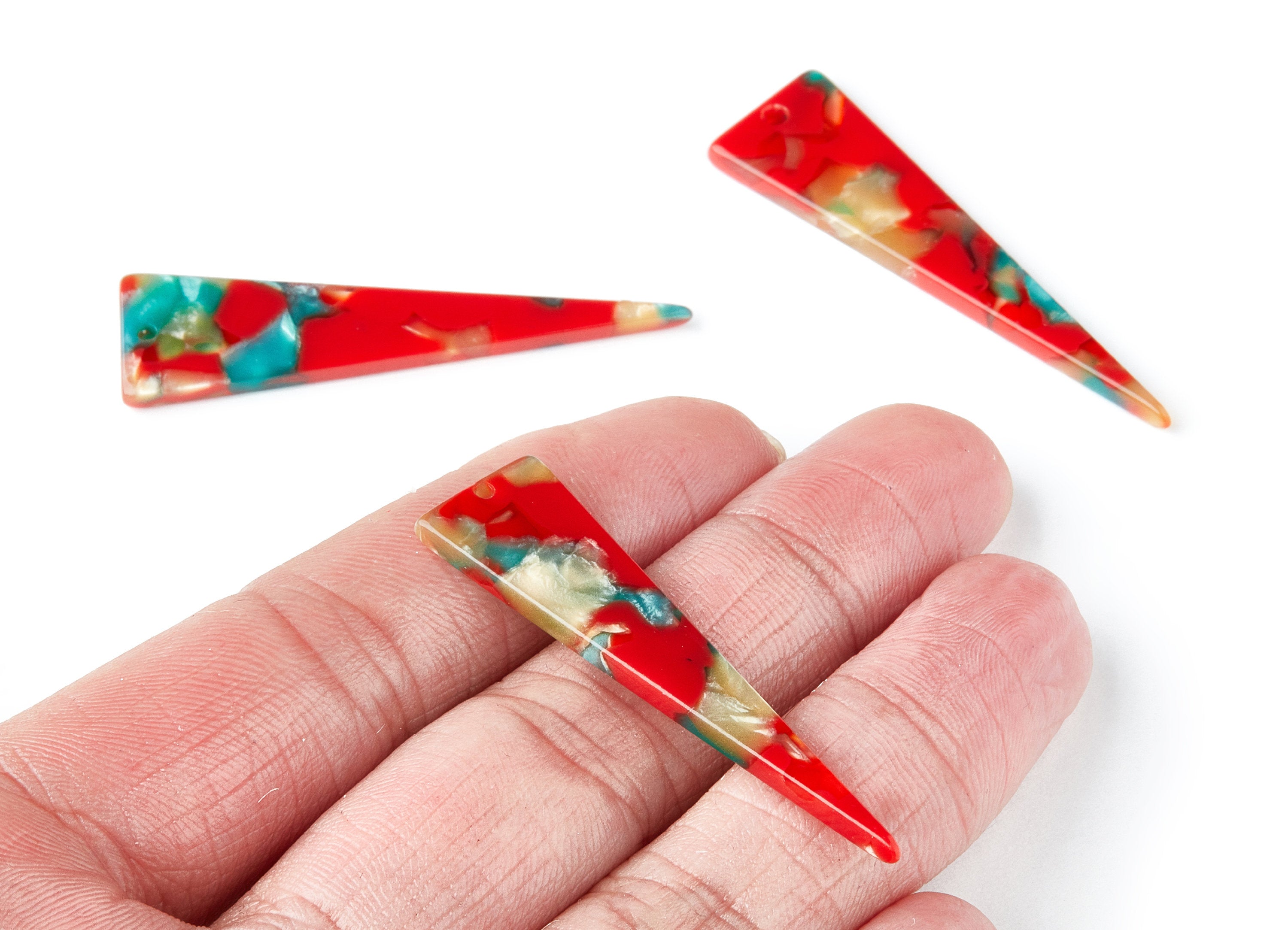 Acetate Acrylic Triangle Earring Charm - Triangle Pendant - Earring Findings - Jewelry Supplies - Color Code: A46 - 49x13.5x2.66mm - AC1370D - DOMEDBAZAAR