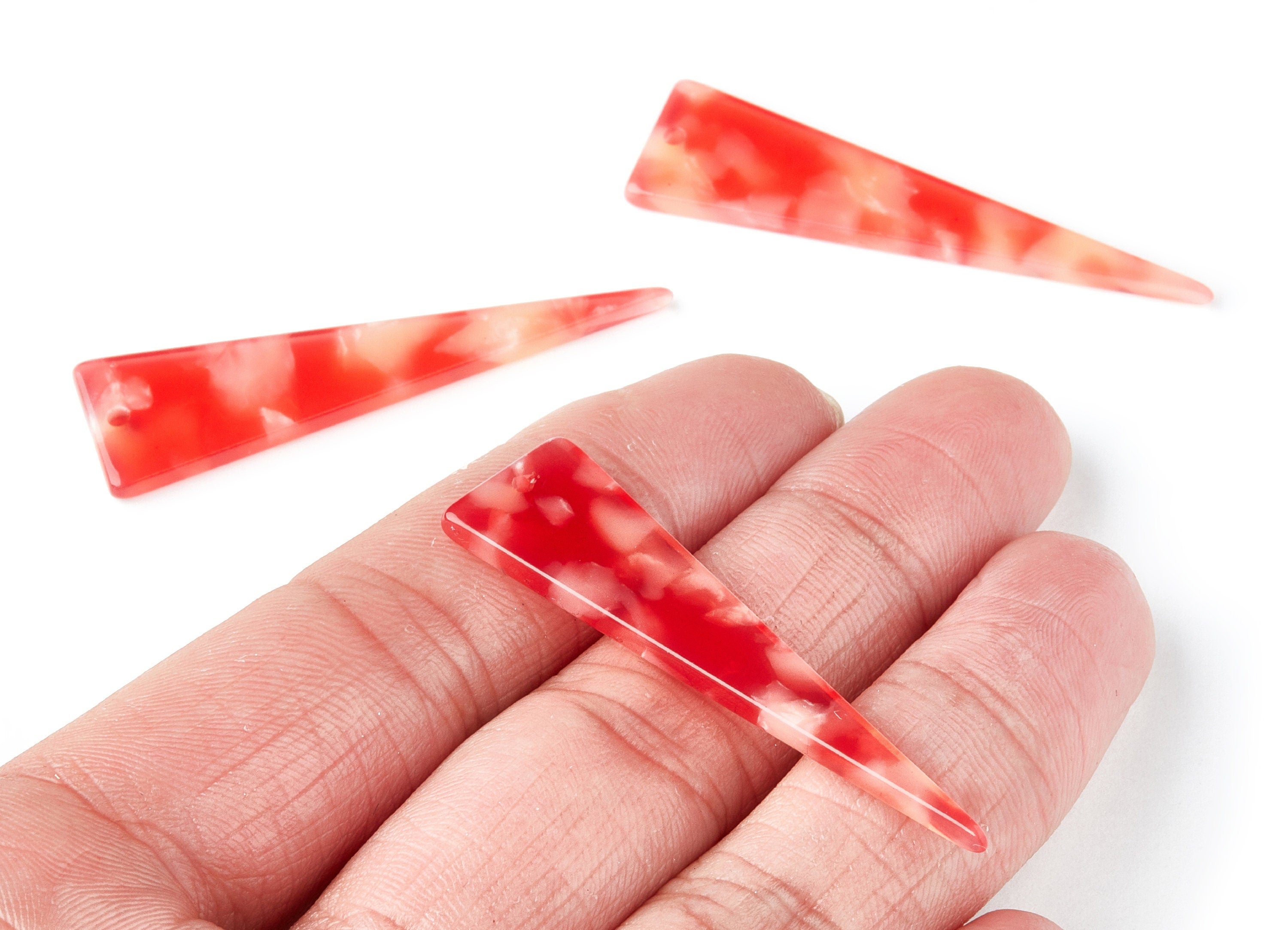 Acetate Triangle Earring Charm - Acrylic Triangle Pendant - Earring Findings - Jewelry Supplies - Color Code: A34 - 49x13.5x2.66mm - AC1370F - DOMEDBAZAAR