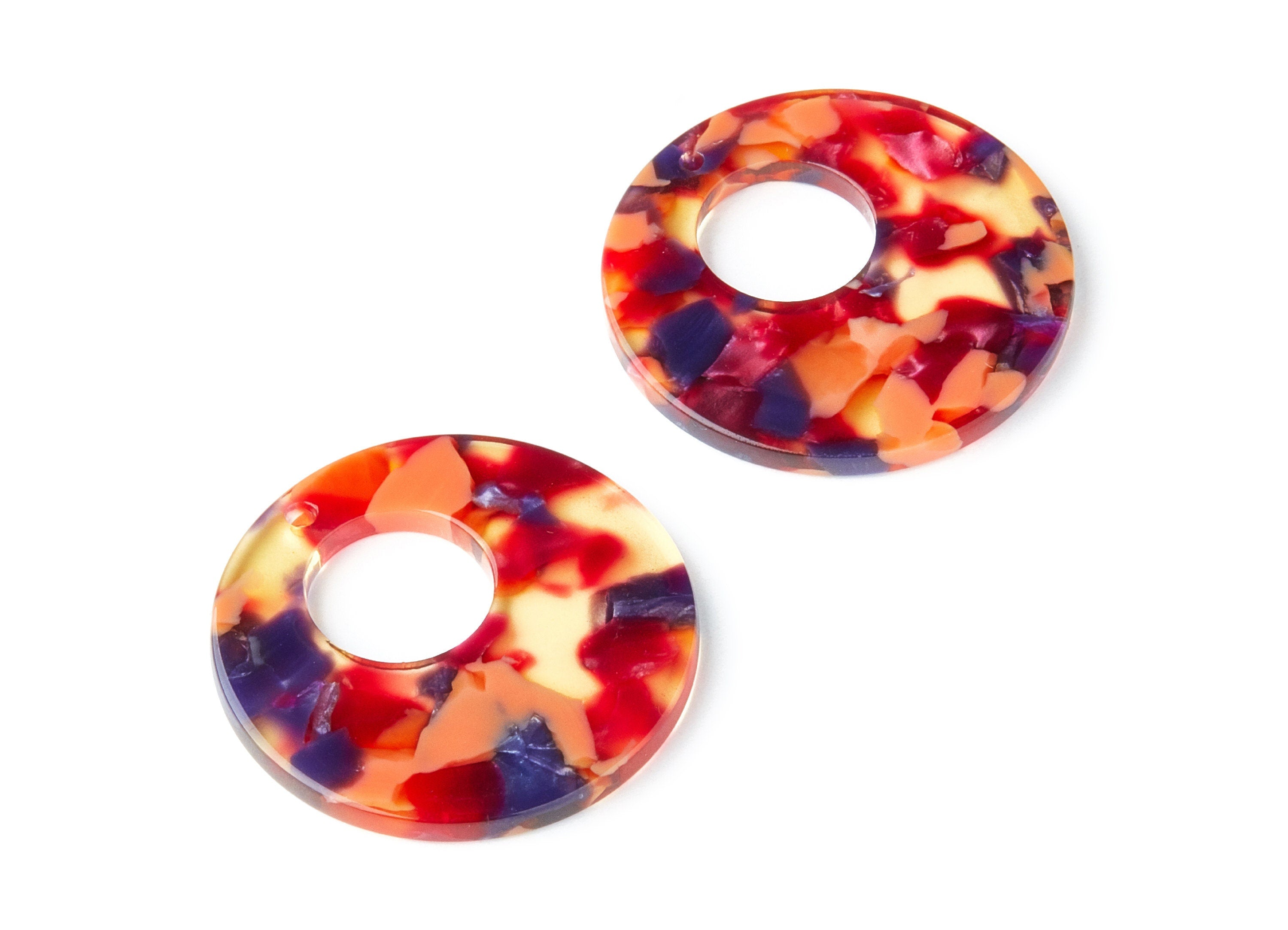 Acetate Circle Earring Charms - Acrylic Circle Pendant - Earring Findings - Jewelry Supplies - Color Code: A44 - 31.7x31.7x2.64mm - AC1359E - DOMEDBAZAAR