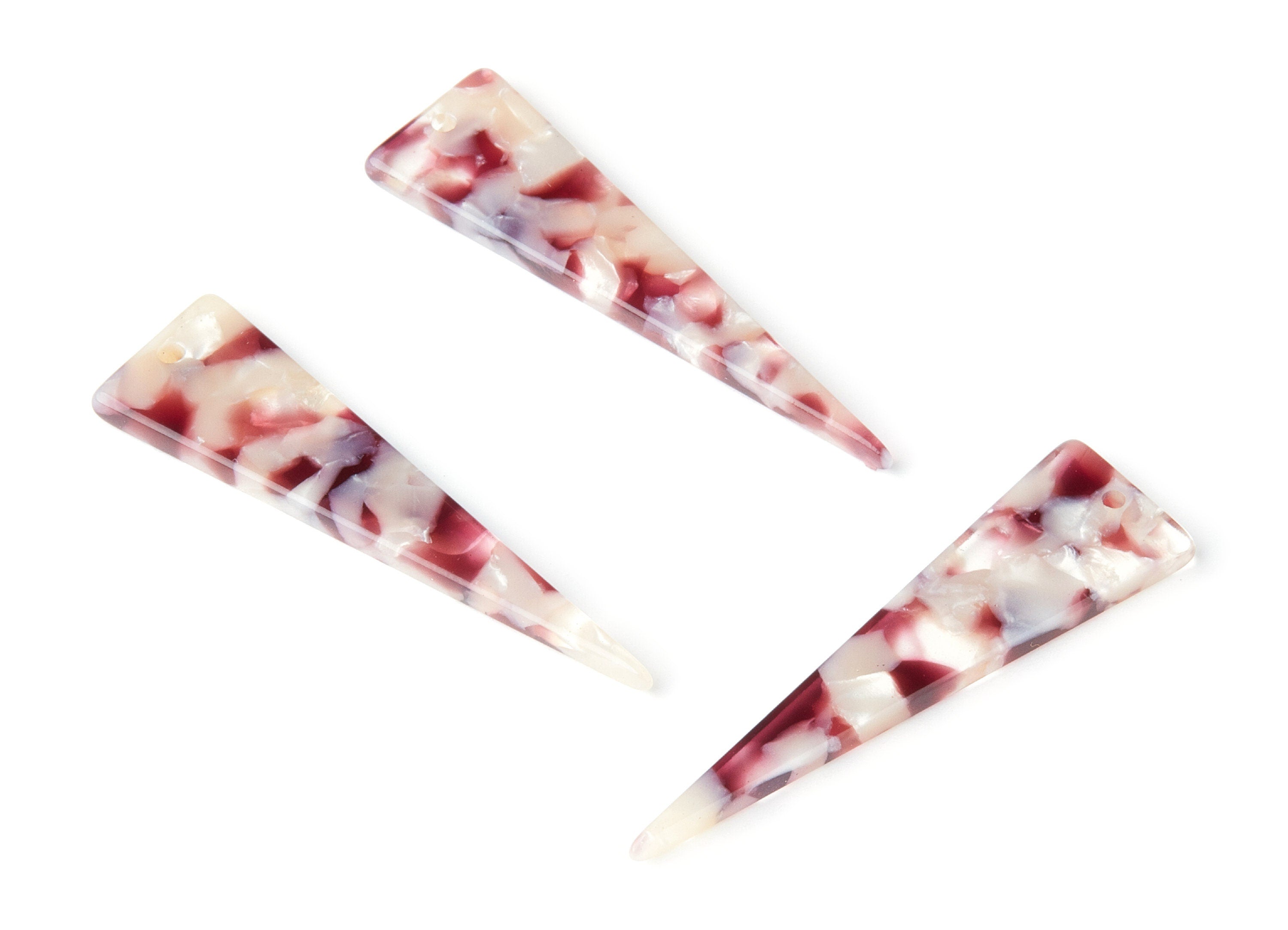 Acetate Acrylic Earring Charm - Tortoise Shell Earrings - Triangle Shaped Pendant - Color Code: A42 - 49x13.5x2.66mm - AC1370L - DOMEDBAZAAR