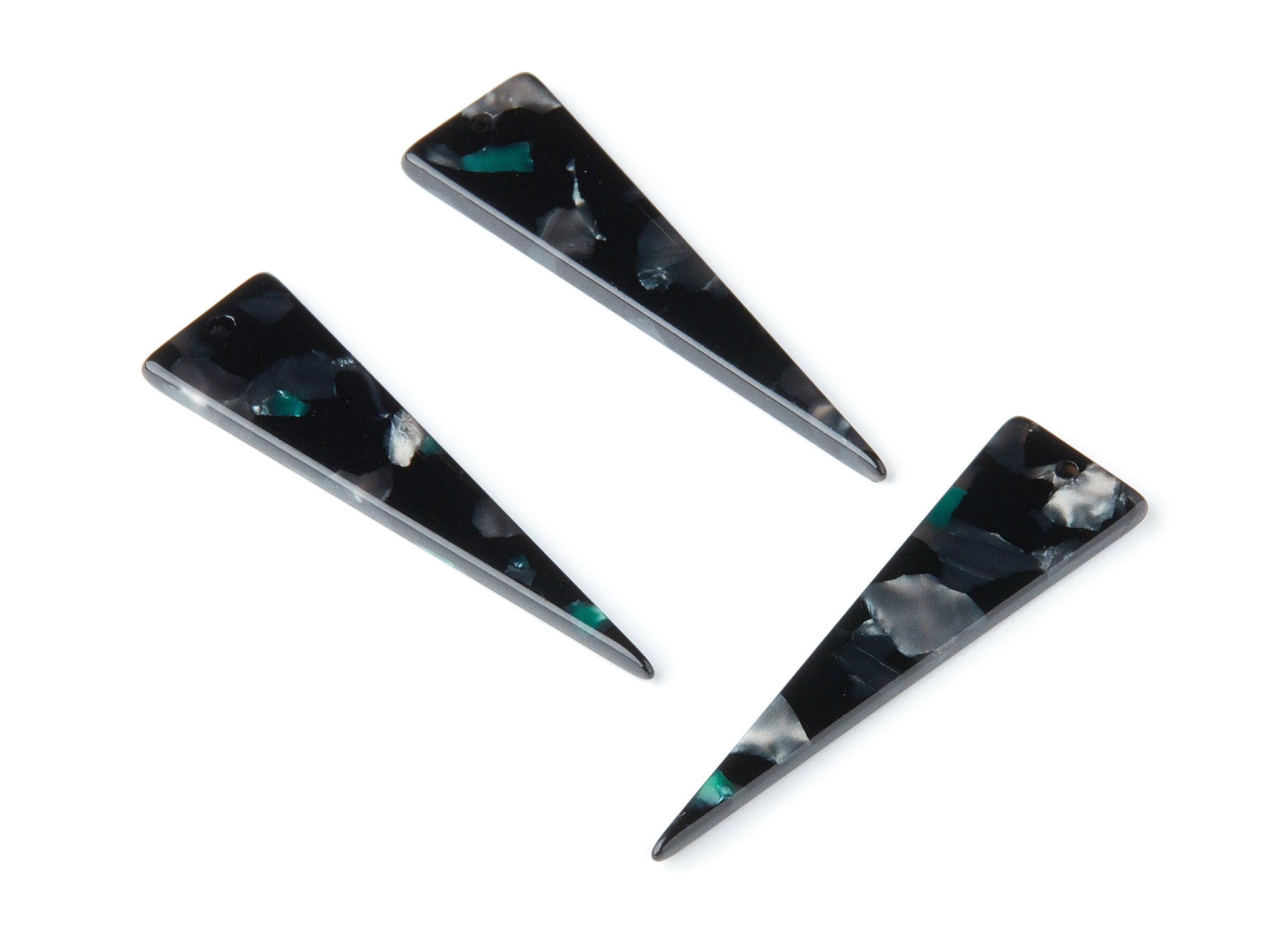 Acetate Acrylic Earring Charm - Tortoise Shell Earrings - Triangle Shaped Pendant - Color Code: A49 - 49x13.5x2.66mm - AC1370N - DOMEDBAZAAR