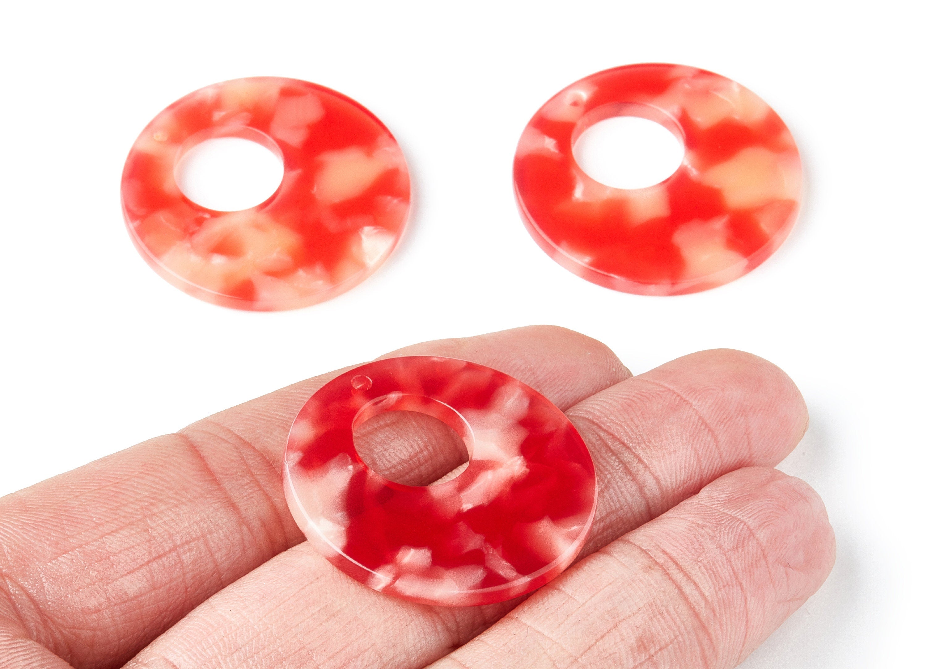 Acetate Circle Earring Charms - Circle Shaped Pendant - Earring Findings - Jewelry Supplies - Color Code: A34 - 31.7x31.7x2.64mm - AC1359H - DOMEDBAZAAR