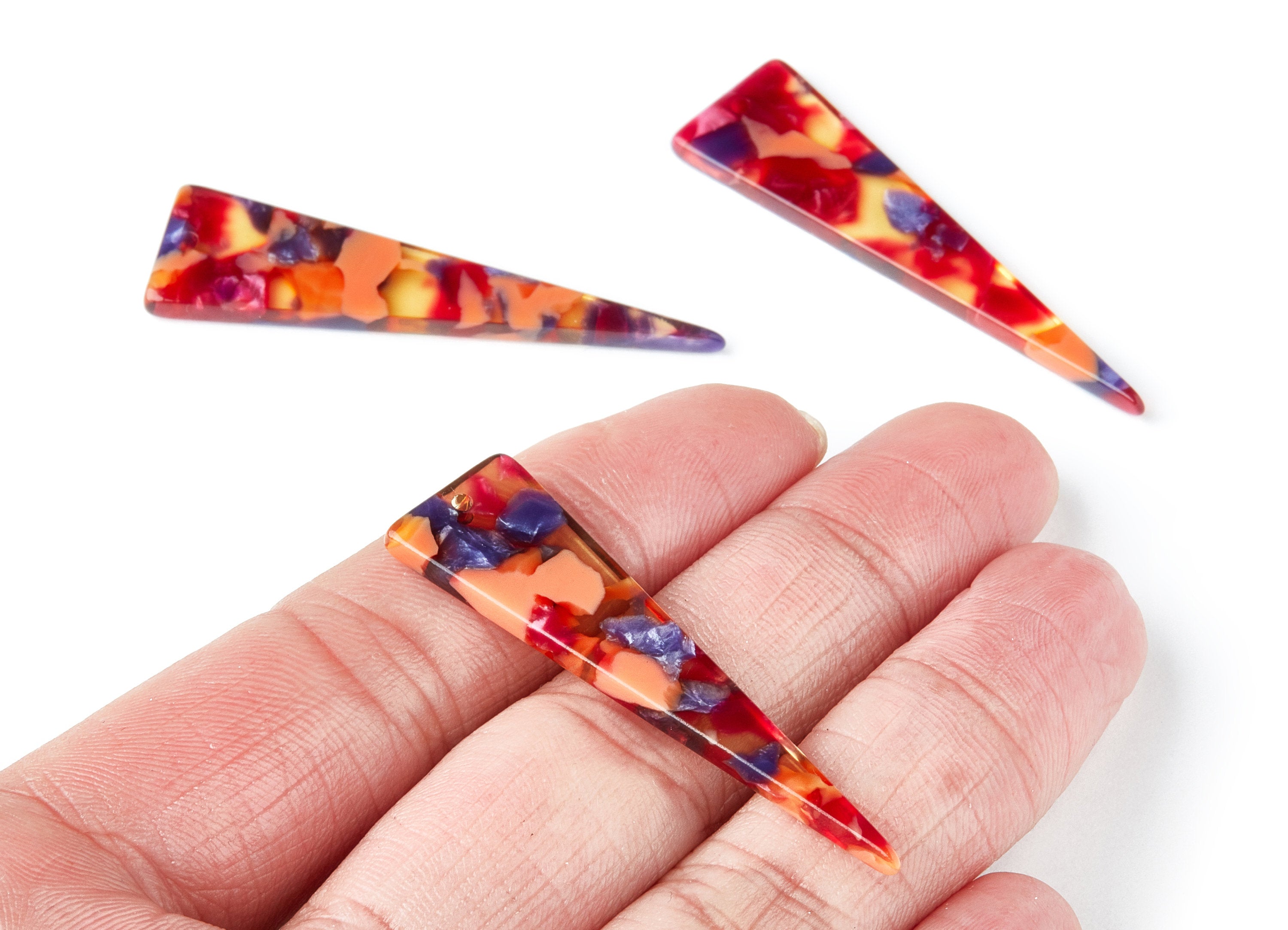 Acetate Triangle Earring Charms - Triangle Pendant - Earring Findings - Jewelry Supplies - Color Code: A44 - 49x13.5x2.66mm - AC1370U - DOMEDBAZAAR