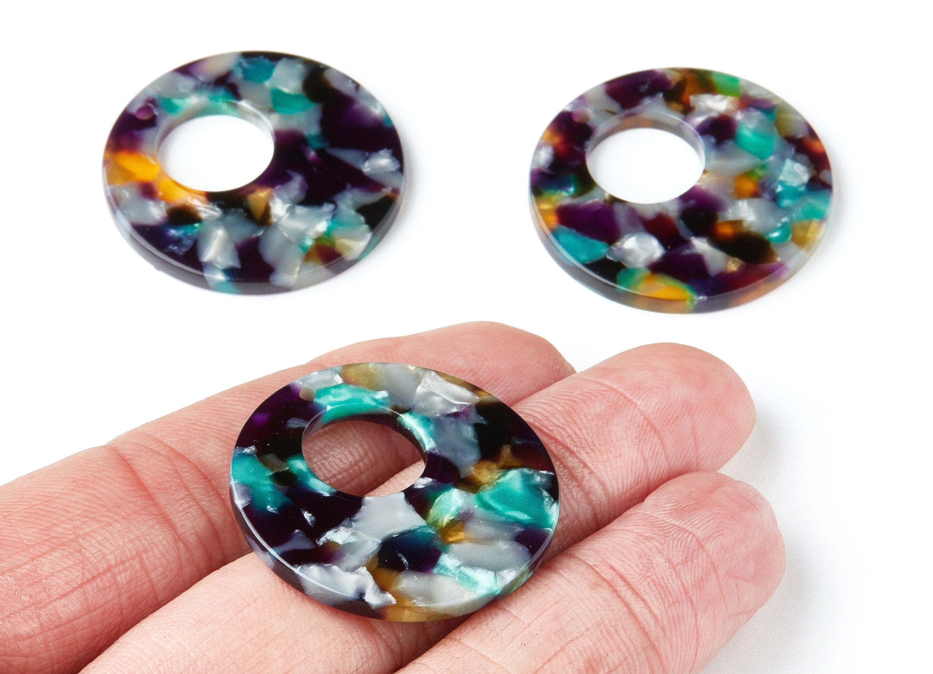 Acetate Circle Earring Charms - Circle Shaped Pendant - Earring Findings - Jewelry Supplies - Color Code: A50 - 31.7x31.7x2.64mm - AC1359S - DOMEDBAZAAR