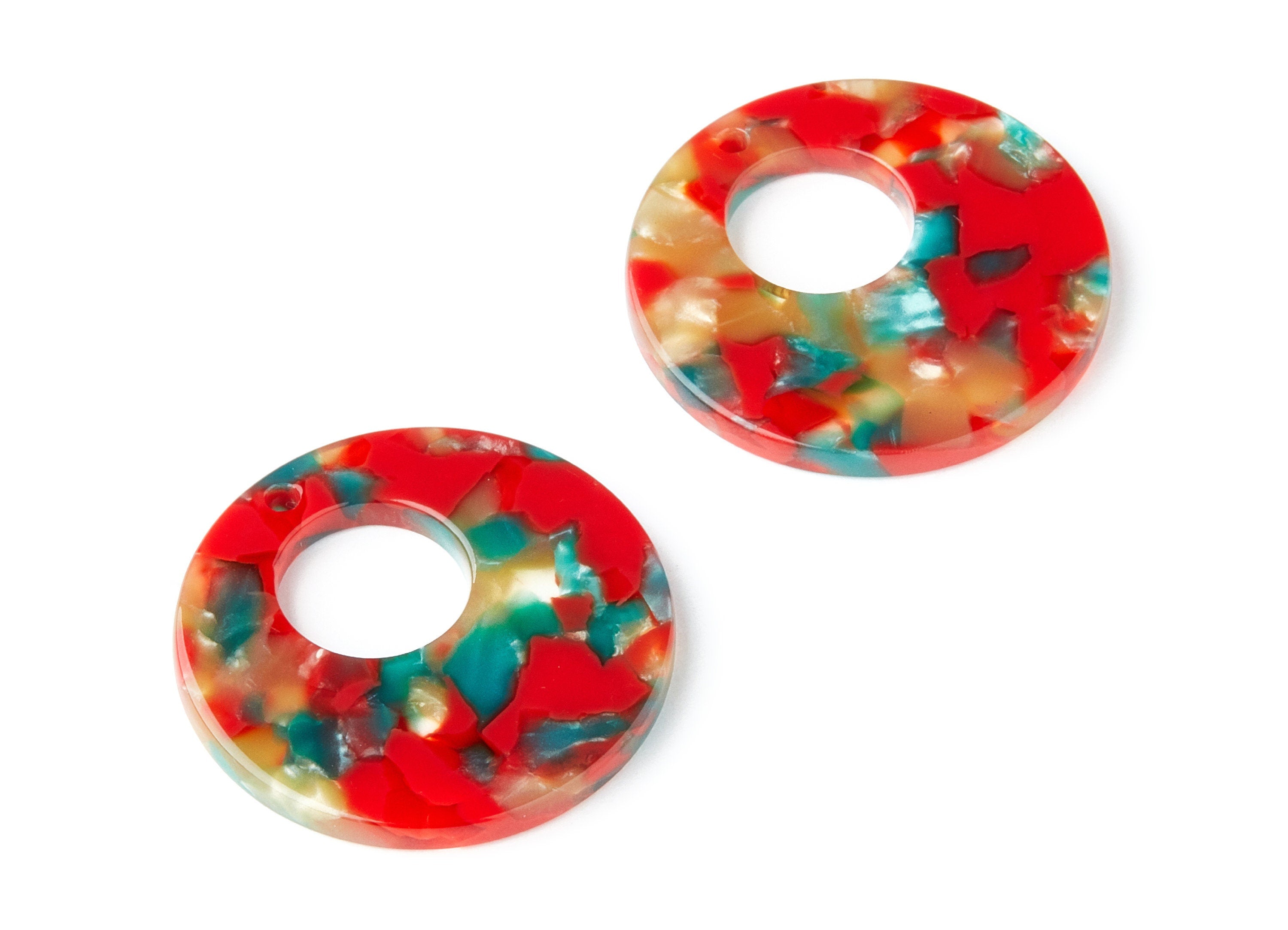Acetate Circle Earring Charms - Circle Shaped Pendant - Earring Findings - Jewelry Supplies - Color Code: A46 - 31.7x31.7x2.64mm - AC1359V - DOMEDBAZAAR