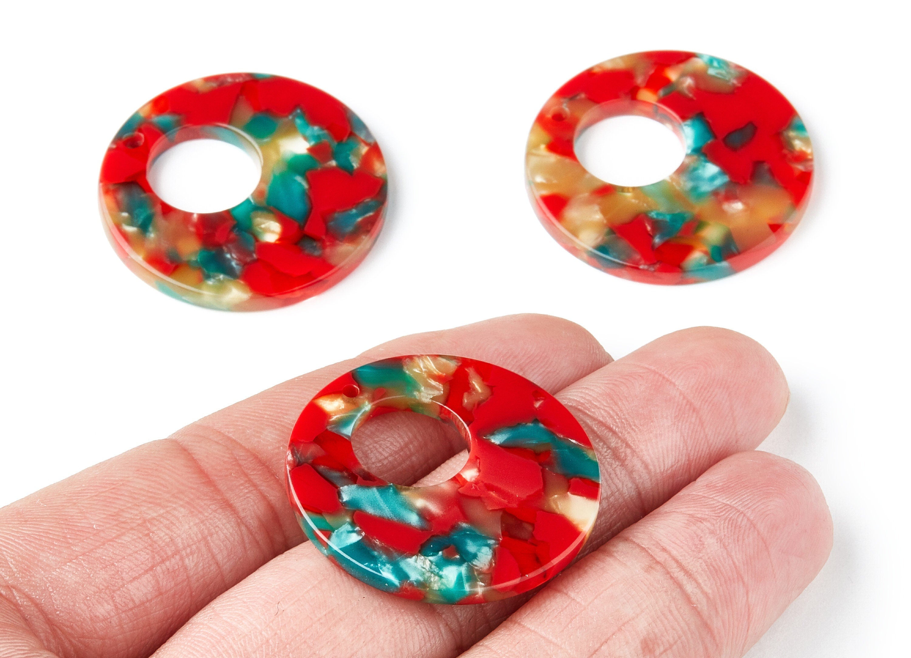 Acetate Circle Earring Charms - Circle Shaped Pendant - Earring Findings - Jewelry Supplies - Color Code: A46 - 31.7x31.7x2.64mm - AC1359V - DOMEDBAZAAR