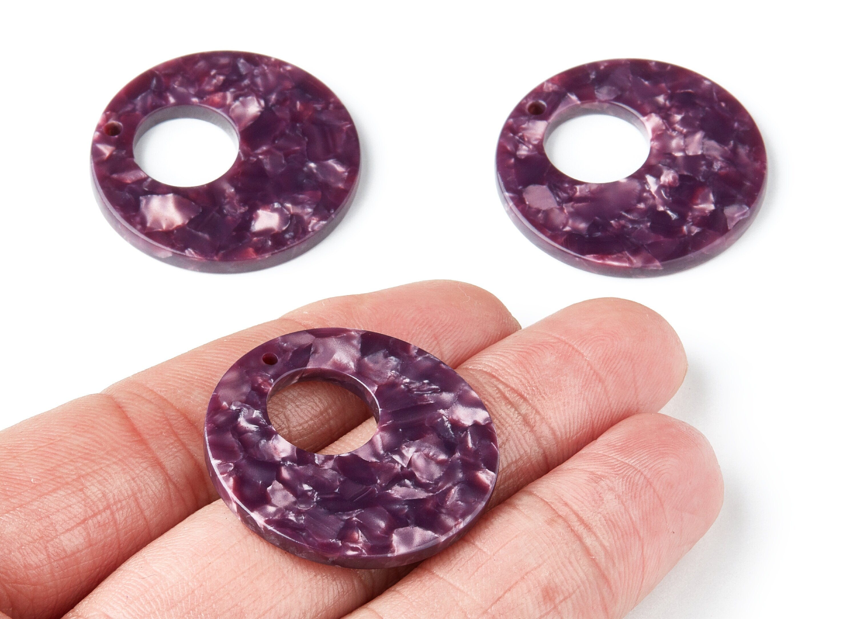 Acetate Circle Earring Charms - Circle Shaped Pendant - Earring Findings - Jewelry Supplies - Color Code: A41 - 31.7x31.7x2.64mm - AC1359K - DOMEDBAZAAR