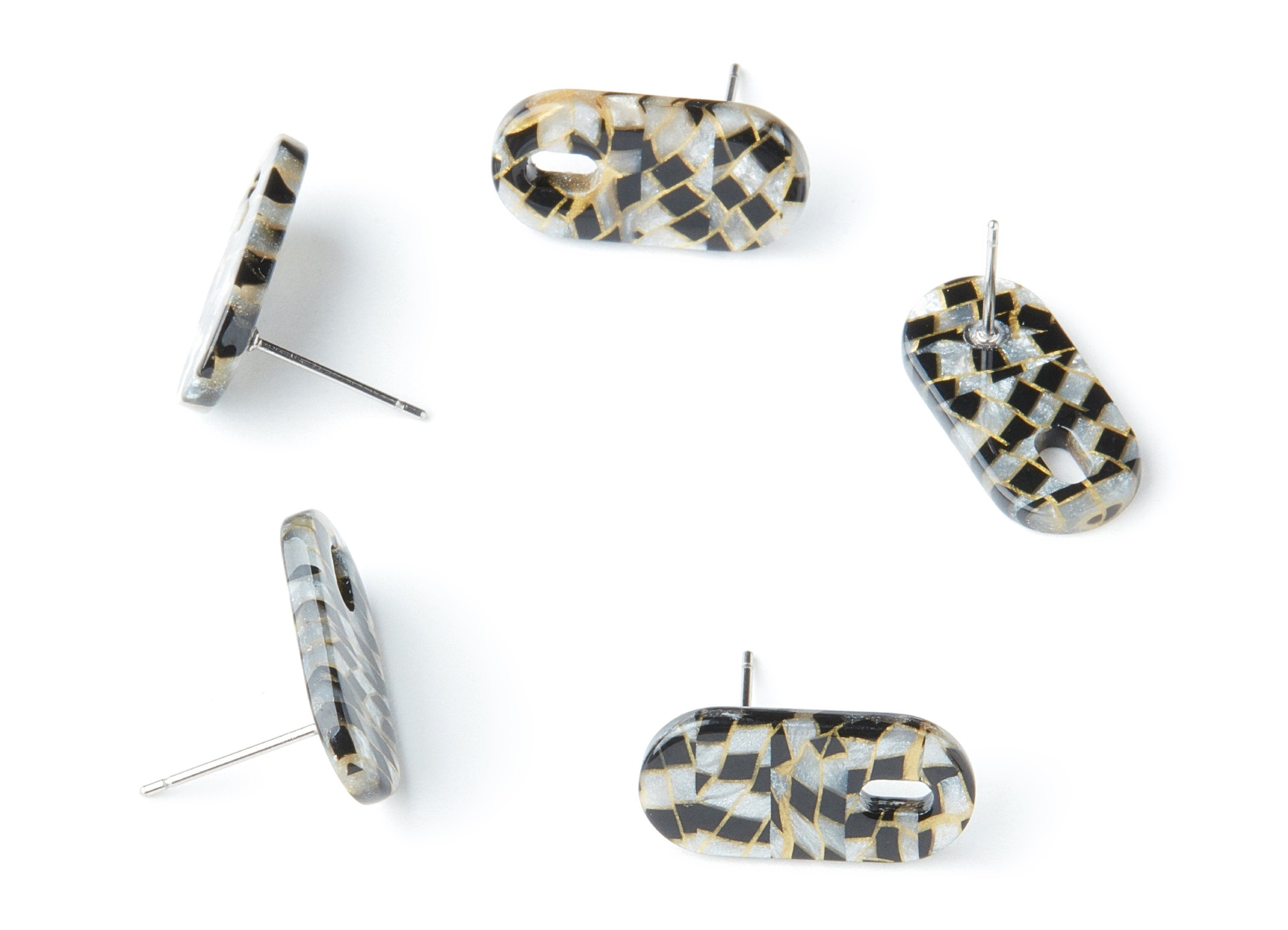 Acrylic Earring Post Charms - Stud Earring Charms - Tortoise Shell Earrings - Oval Earrings - Color Code: A239 - 19.48x9.67x2mm - AC1384F - DOMEDBAZAAR