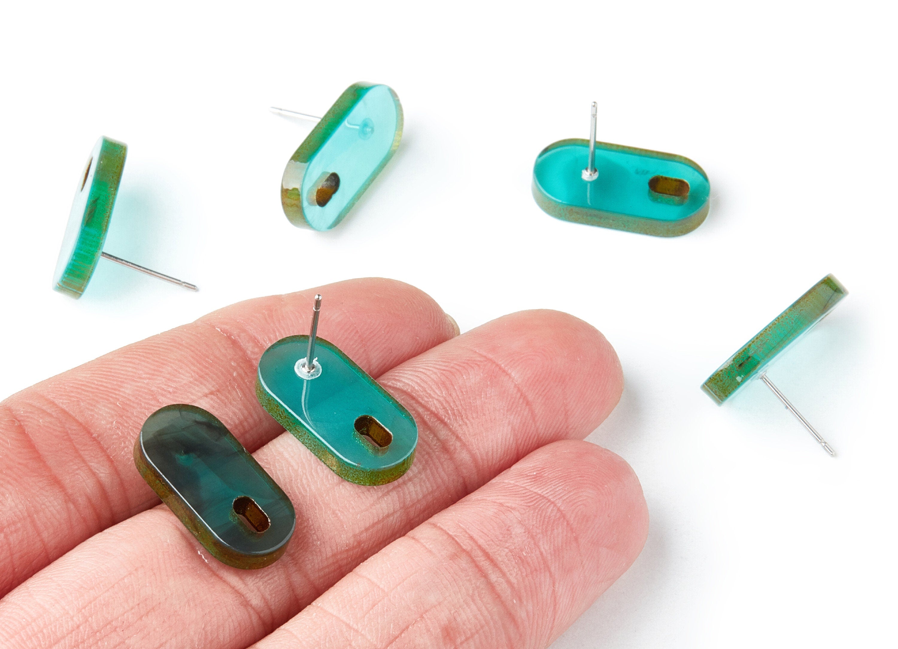 Acrylic Oval Earring Post - Acrylic Oval Earring Stud - Earring Post - Jewelry Supplies - Color Code: A235 - 19.48x9.67x2mm - AC1384B - DOMEDBAZAAR