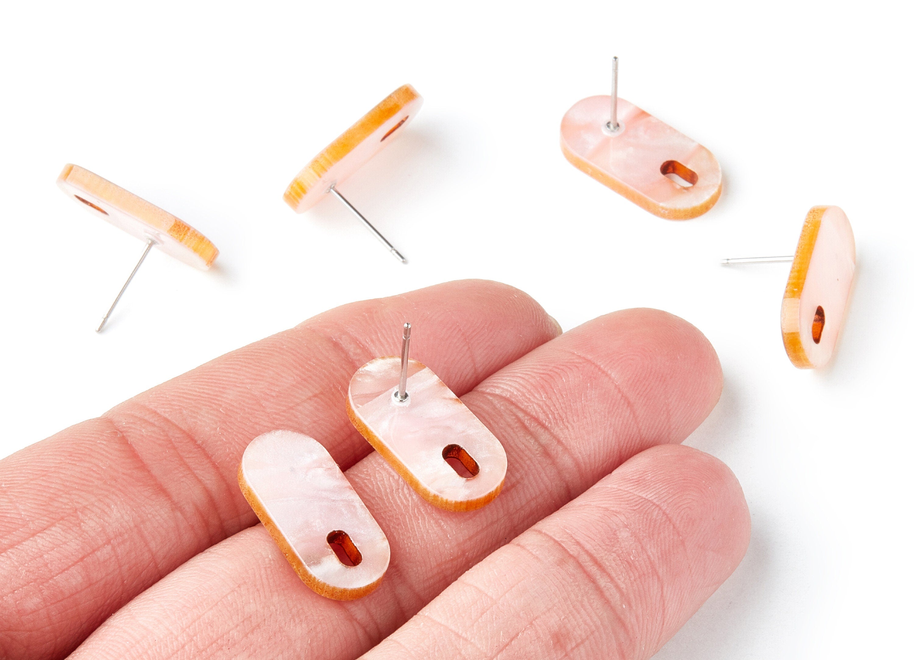 Acrylic Oval Earring Post - Acrylic Oval Earring Stud - Earring Post - Jewelry Supplies - Color Code: A238 - 19.48x9.67x2mm - AC1384C - DOMEDBAZAAR