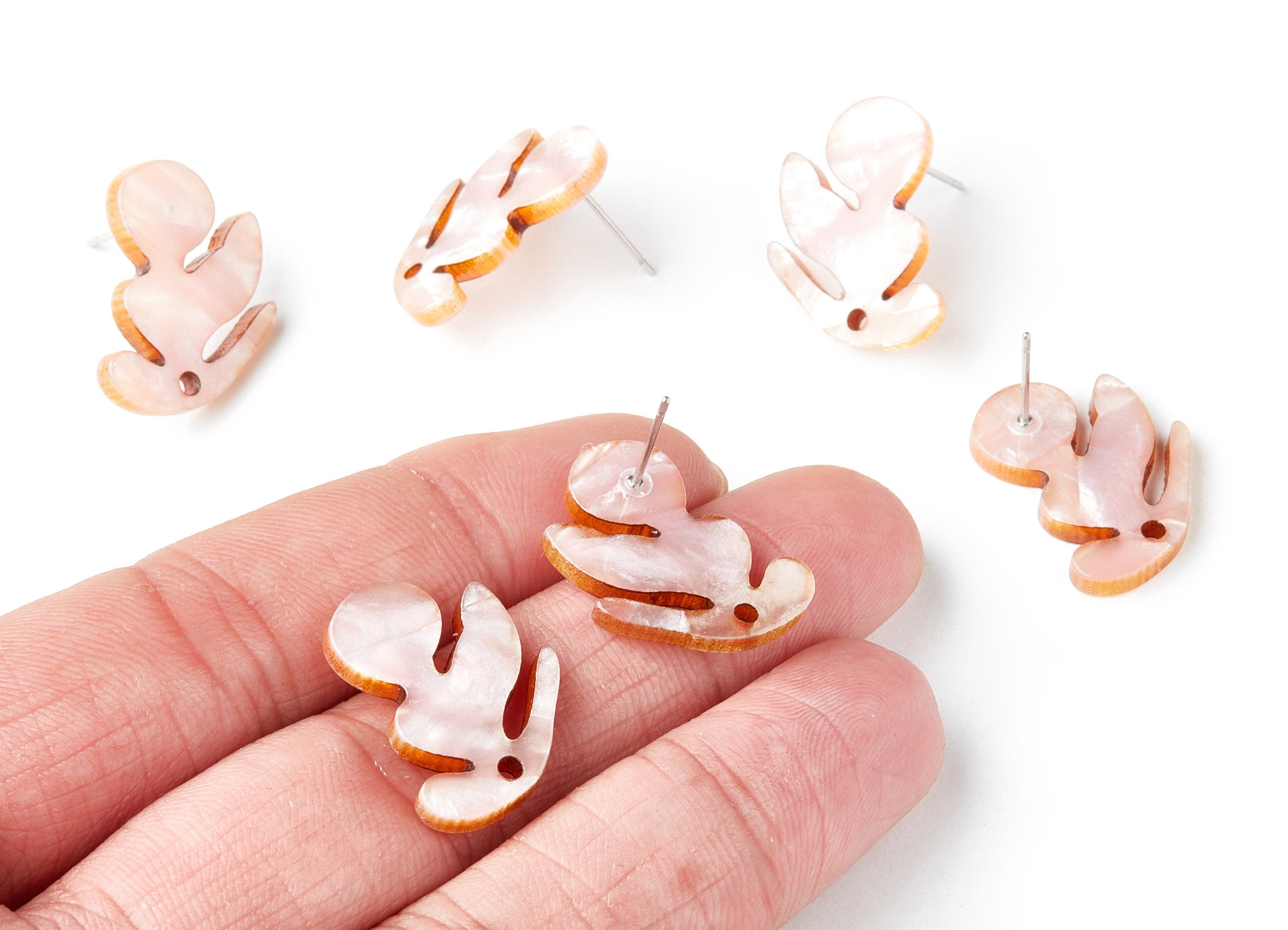 Acrylic Leaf Earring Post - Leaf Earring Stud  - Earring Post - Jewelry Supplies - Color Code: A238 - 21.72x16.3x2.5mm - AC1386A - DOMEDBAZAAR