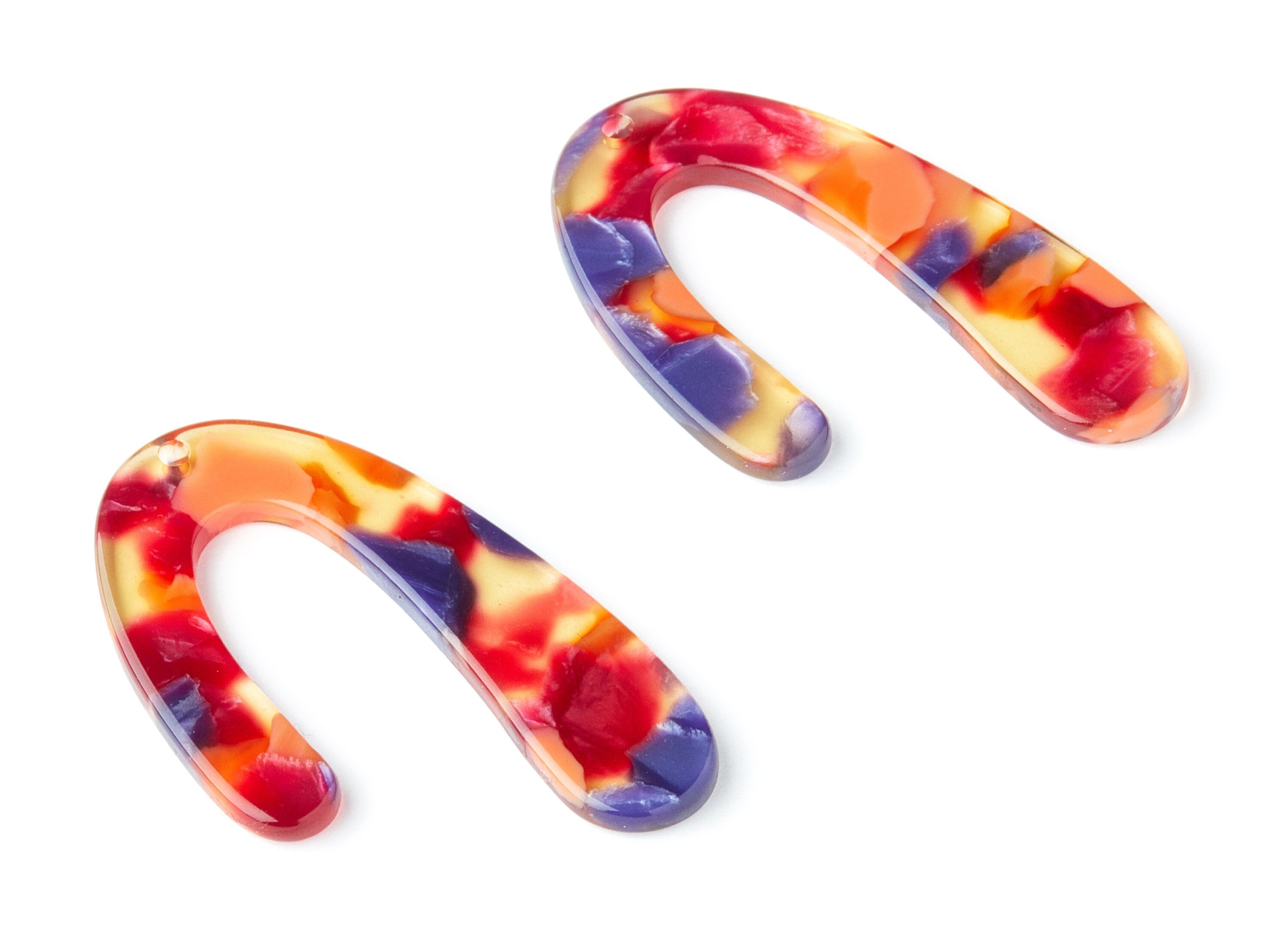 Acetate U Earring Charms - U Shaped Pendant - Earring Findings - Jewelry Supplies - Color Code: A44 - 44.5x27x2.68mm - AC1363K - DOMEDBAZAAR