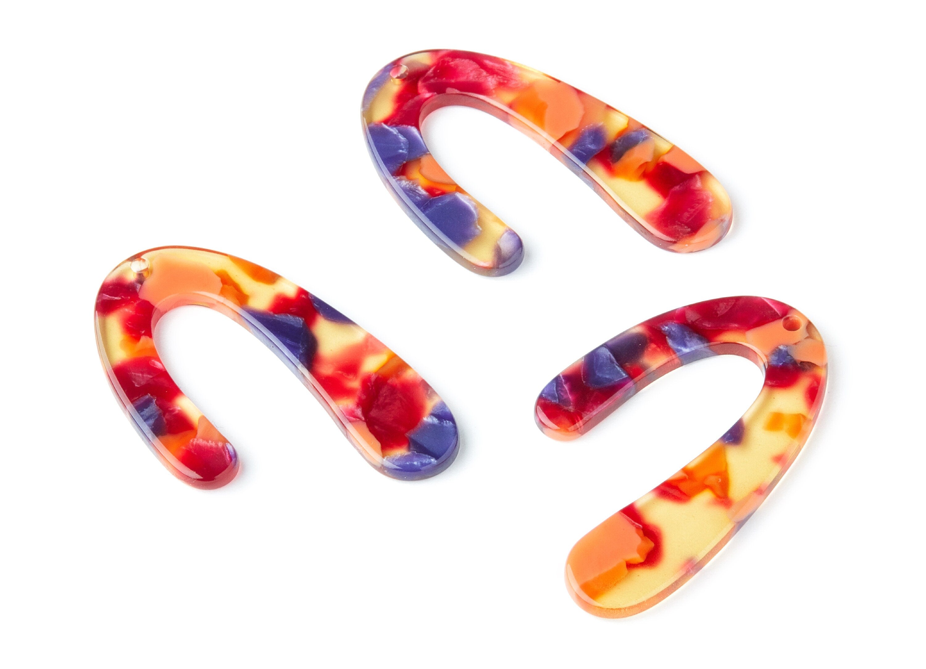 Acetate U Earring Charms - U Shaped Pendant - Earring Findings - Jewelry Supplies - Color Code: A44 - 44.5x27x2.68mm - AC1363K - DOMEDBAZAAR