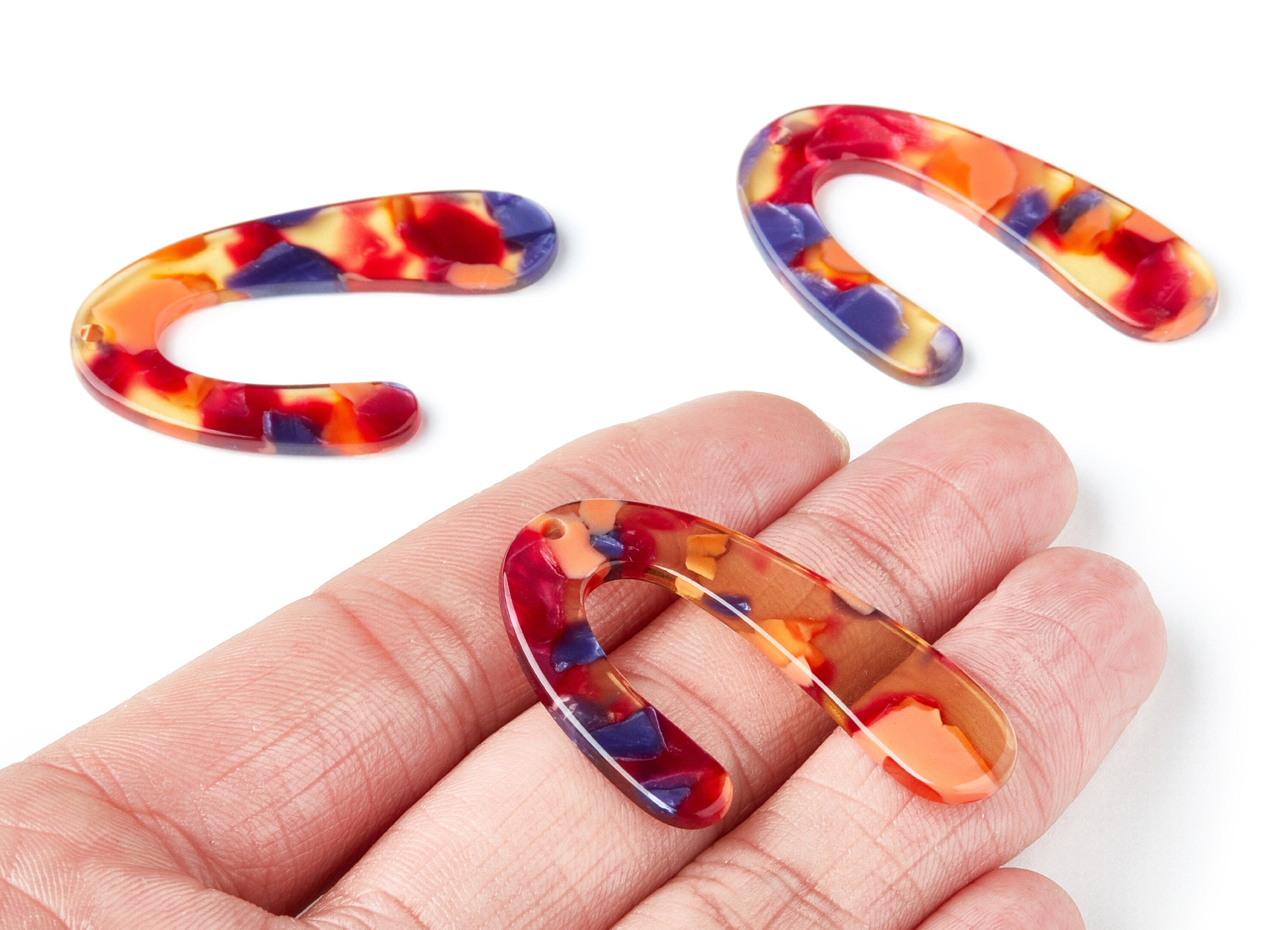 Acetate U Earring Charms - U Shaped Pendant - Earring Findings - Jewelry Supplies - Color Code: A44 - 44.5x27x2.68mm - AC1363K - DOMEDBAZAAR