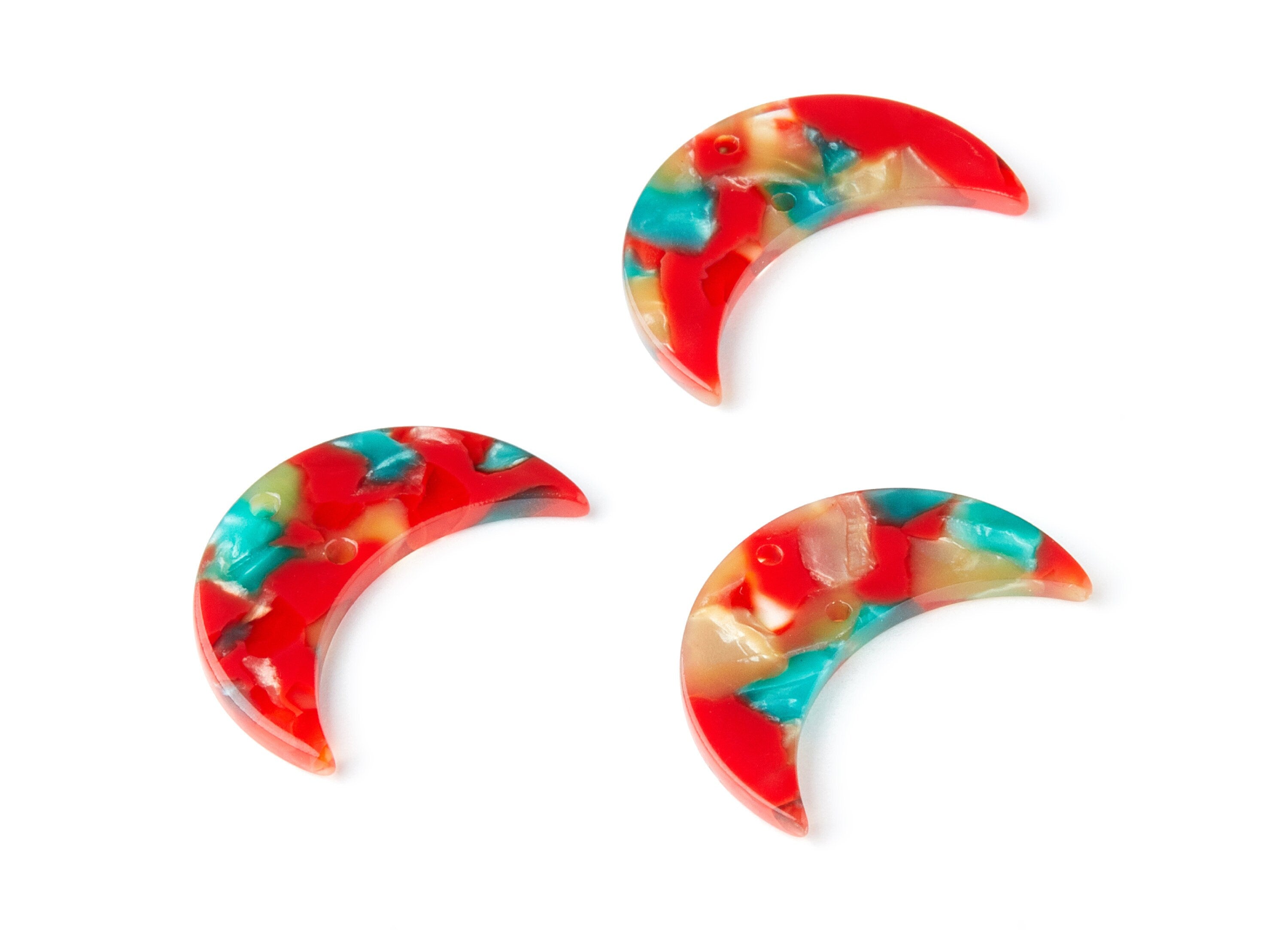 Acetate Moon Connector - Two Holes - Moon Earring and Pendant - Jewellery Supplies - Color Code: A46 - 29.8x19.24x2.77mm - AC1110HH - DOMEDBAZAAR
