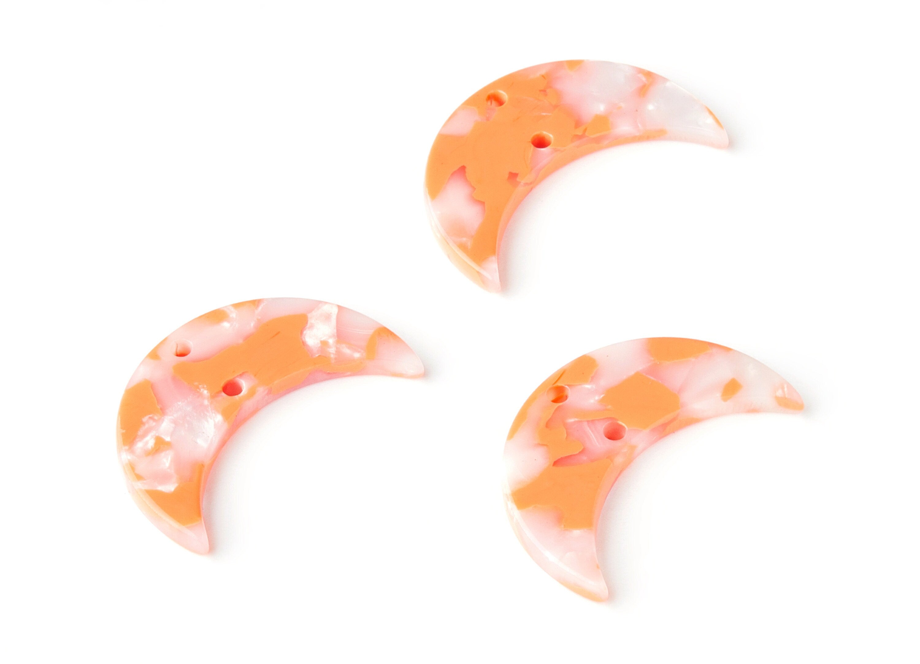 Acetate Moon Connector - Two Holes - Moon Earring and Pendant - Jewellery Supplies - Color Code: A39 - 29.8x19.24x2.77mm - AC1110LL - DOMEDBAZAAR