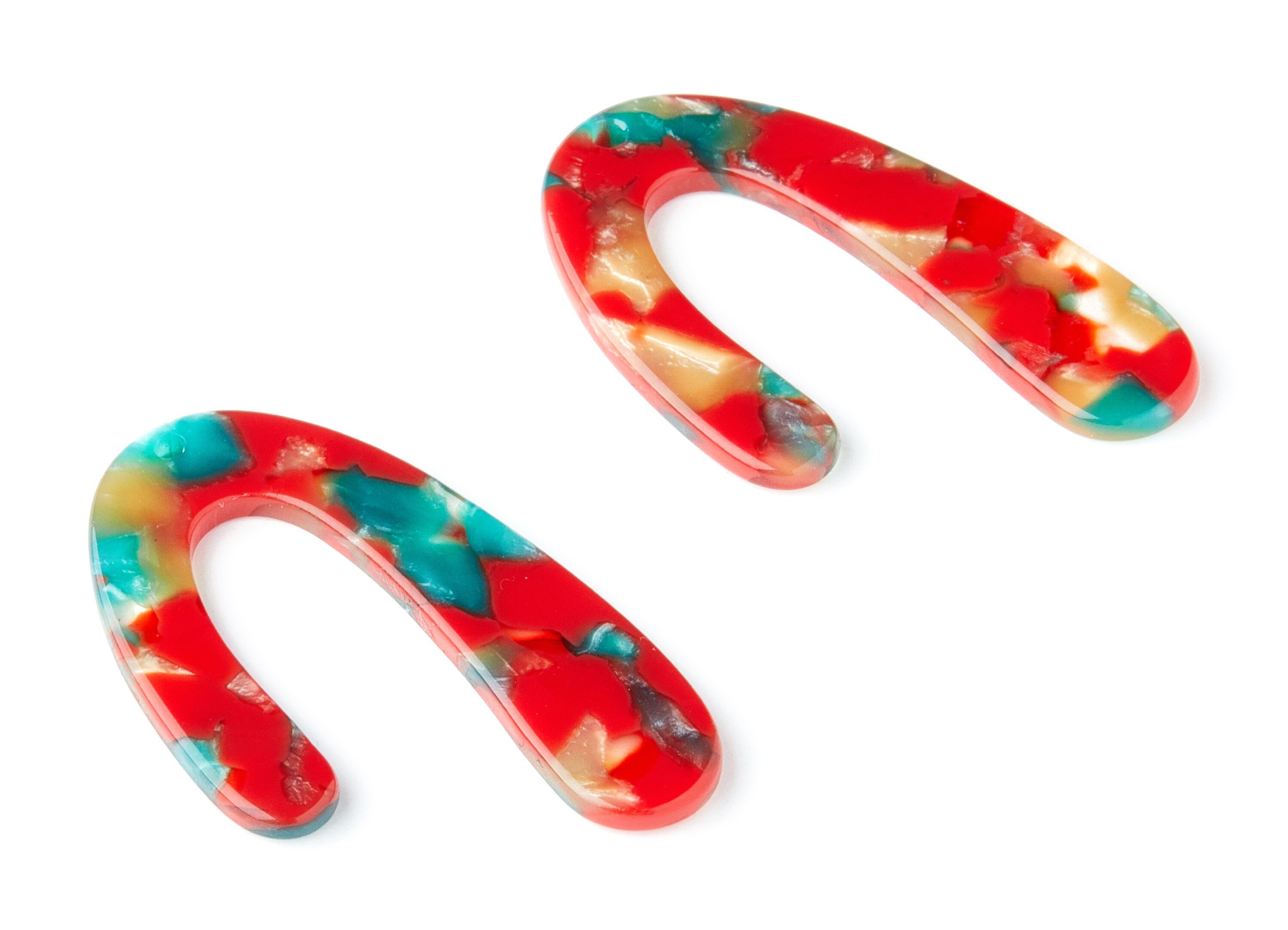 Acetate U Earring Charms - U Shaped Pendant - Earring Findings - Jewelry Supplies - Color Code:A46 - 44.5x27x2.68mm - AC1363O - DOMEDBAZAAR