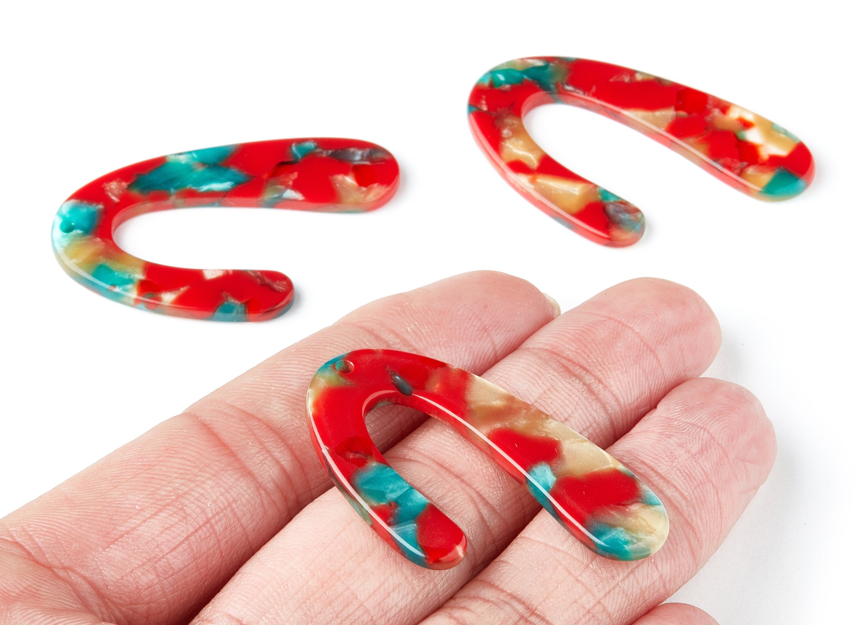 Acetate U Earring Charms - U Shaped Pendant - Earring Findings - Jewelry Supplies - Color Code:A46 - 44.5x27x2.68mm - AC1363O - DOMEDBAZAAR