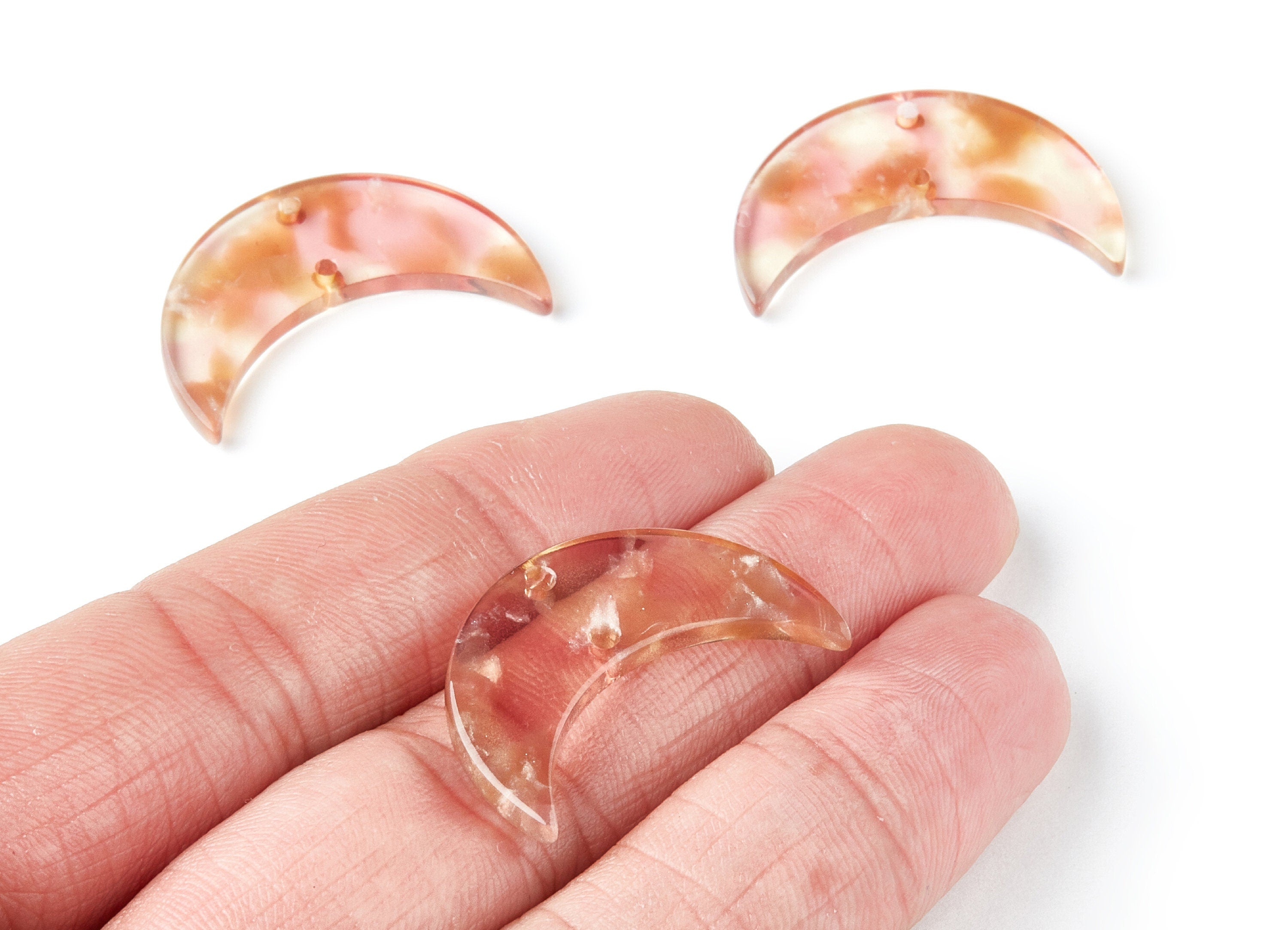 Acetate Moon Connector - Two Holes - Moon Earring and Pendant - Jewellery Supplies - Color Code: A45 - 29.8x19.24x2.77mm - AC1110QQ - DOMEDBAZAAR