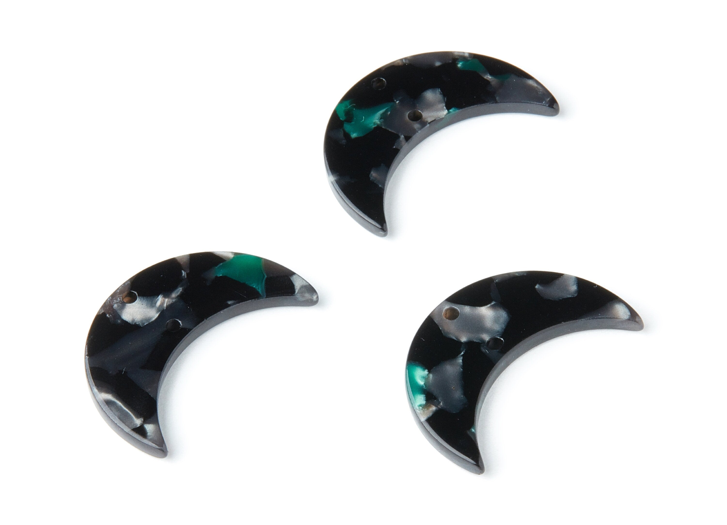 Acetate Moon Connector - Two Holes - Moon Earring and Pendant - Jewellery Supplies - Color Code: A49 - 29.8x19.24x2.77mm - AC1110SS - DOMEDBAZAAR