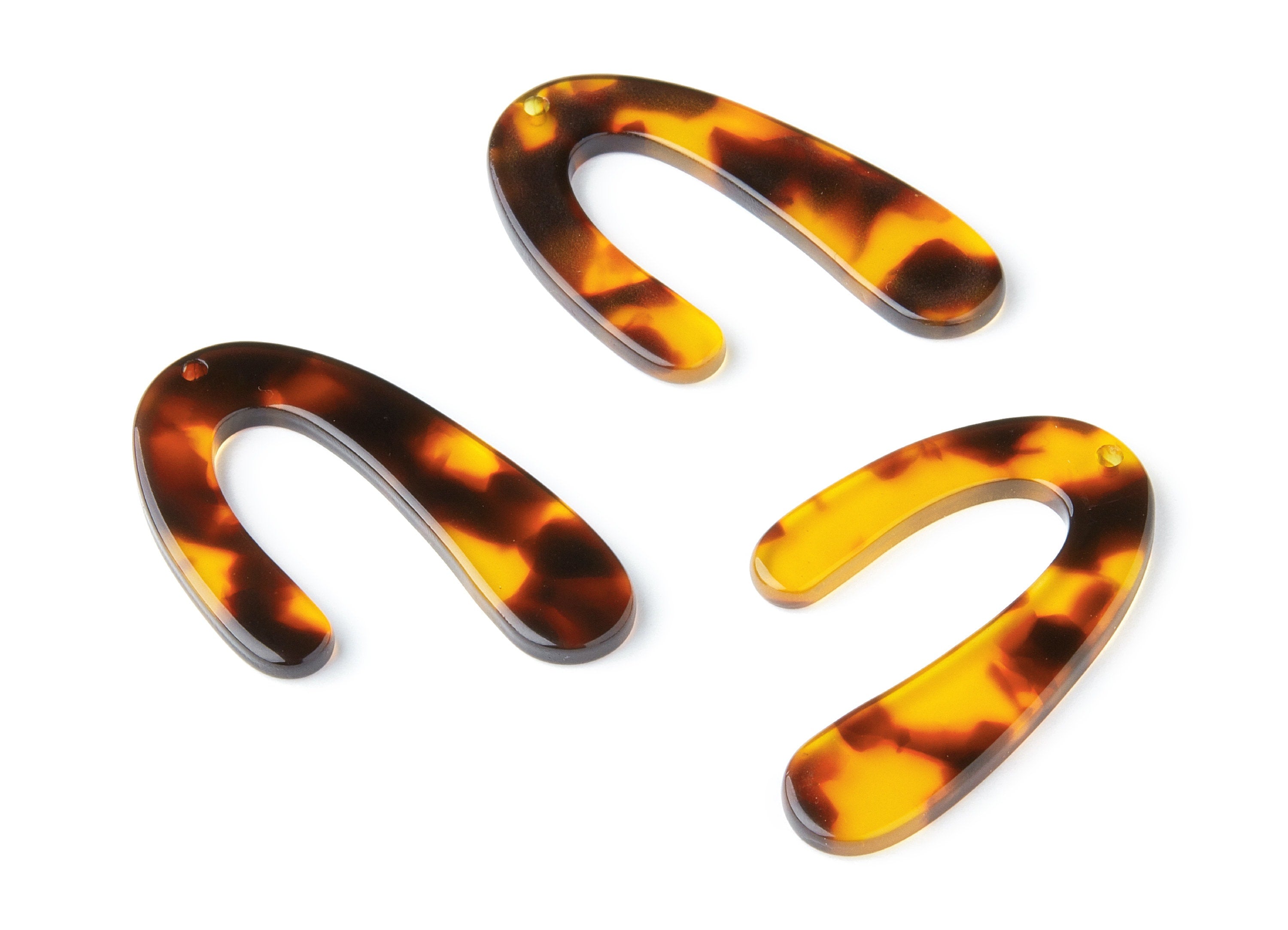 Acetate Acrylic Earring Charm - Tortoise Shell Earrings - U Pendant - 1 Hole - Jewelry Supplies - Color Code:A05 - 44.5x27x2.68mm - AC1363T - DOMEDBAZAAR