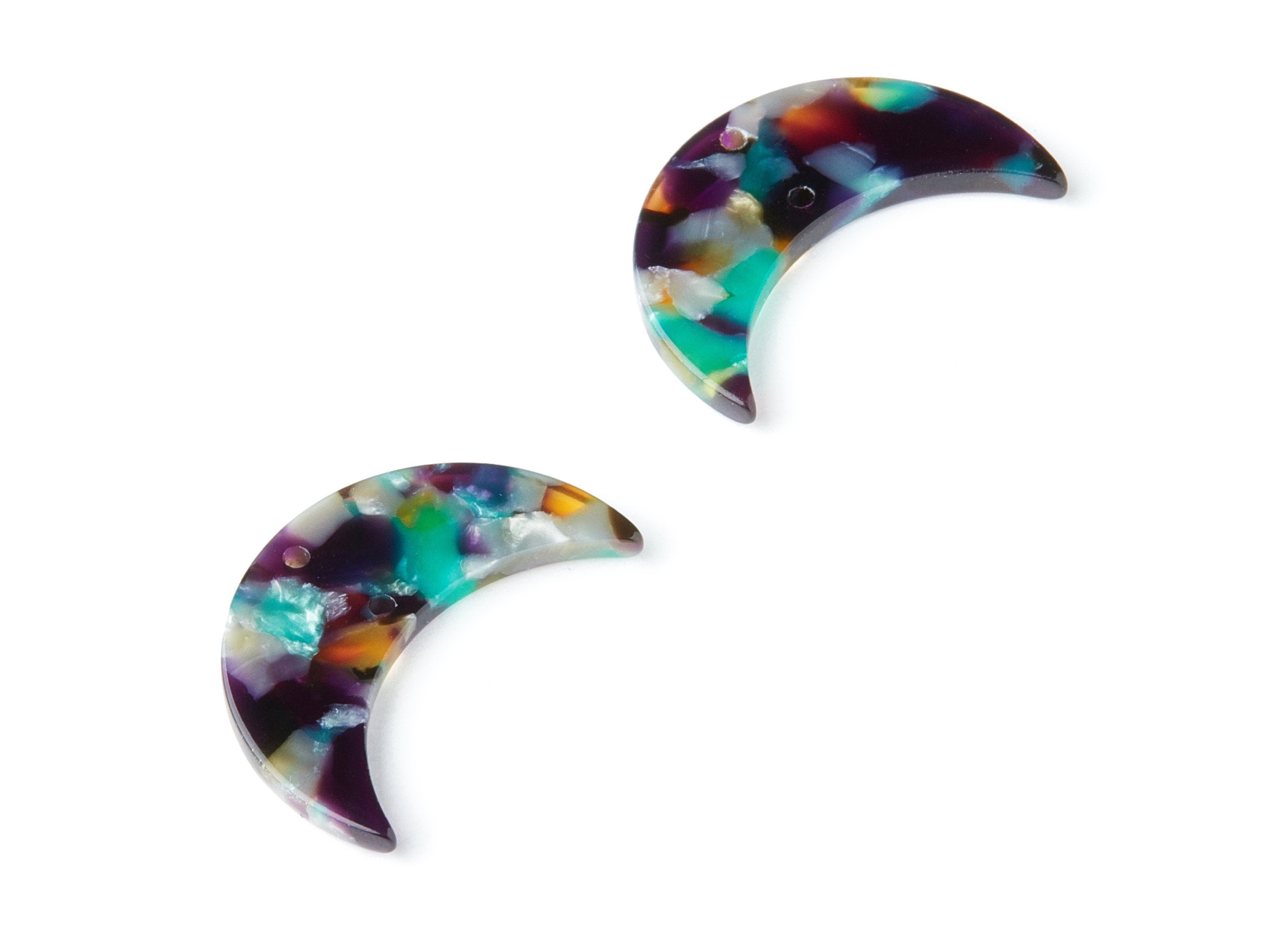Acetate Moon Connector - Two Holes - Moon Earring and Pendant - Jewelry Supplys - Color Code: A50 - 29.8x19.24x2.77mm - AC1110VV - DOMEDBAZAAR