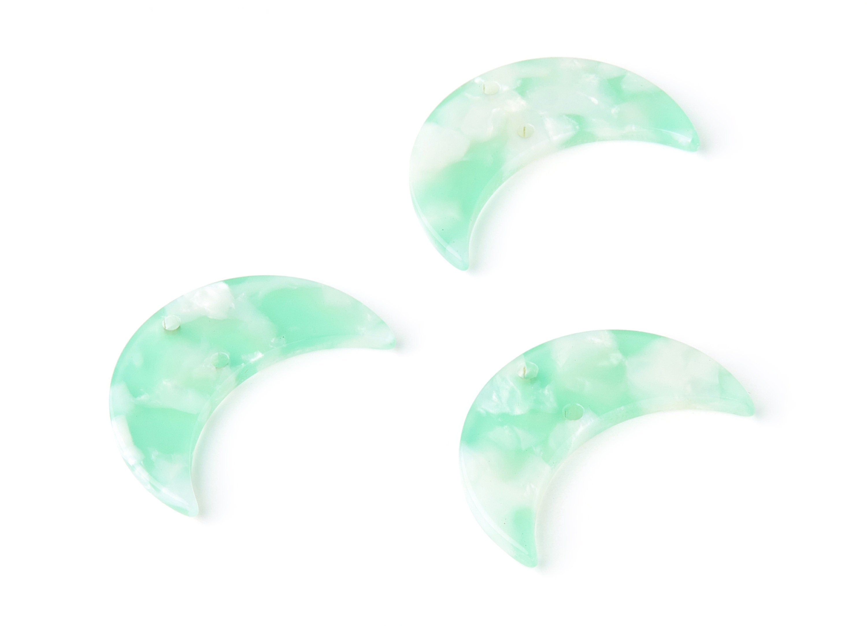 Acetate Moon Connector - Two Holes - Moon Earring and Pendant - Jewelry Supplys - Color Code: A35 - 29.8x19.24x2.77mm - AC1110YY - DOMEDBAZAAR