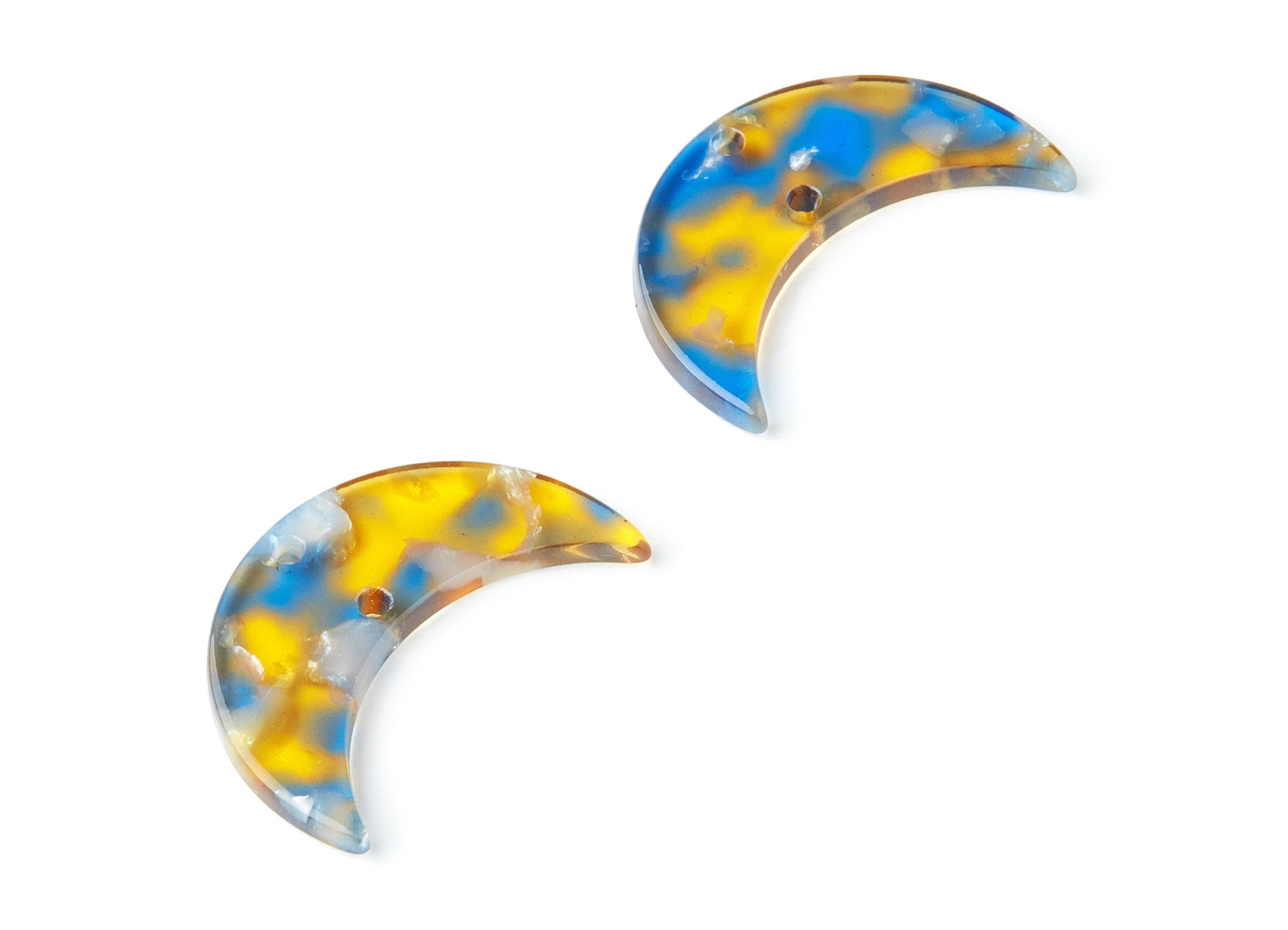 Acetate Moon Connector - Two Holes - Moon Earring and Pendant - Jewelry Supplys - Color Code: A40 - 29.8x19.24x2.77mm - AC1110ZZ - DOMEDBAZAAR