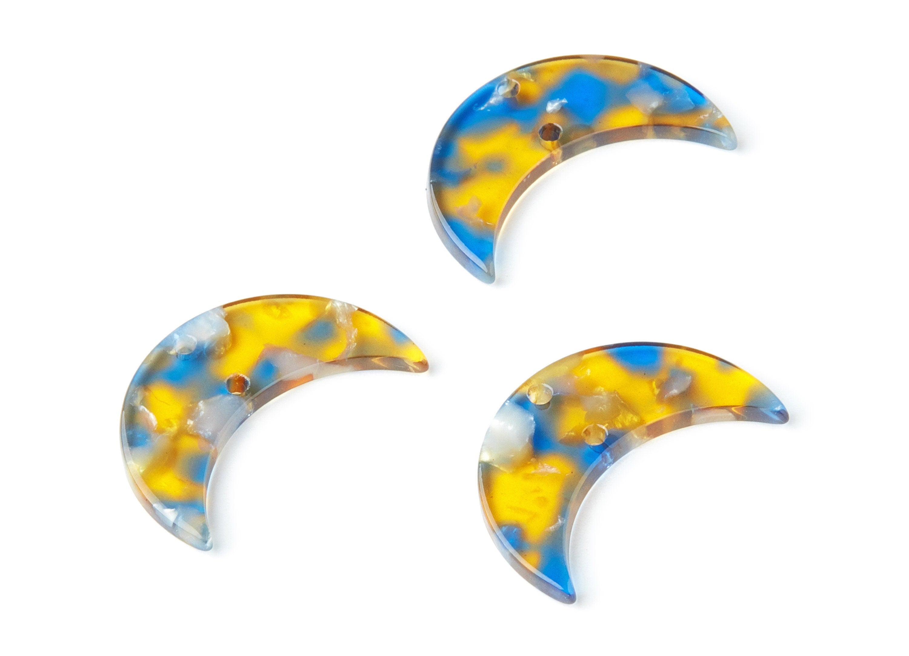 Acetate Moon Connector - Two Holes - Moon Earring and Pendant - Jewelry Supplys - Color Code: A40 - 29.8x19.24x2.77mm - AC1110ZZ - DOMEDBAZAAR