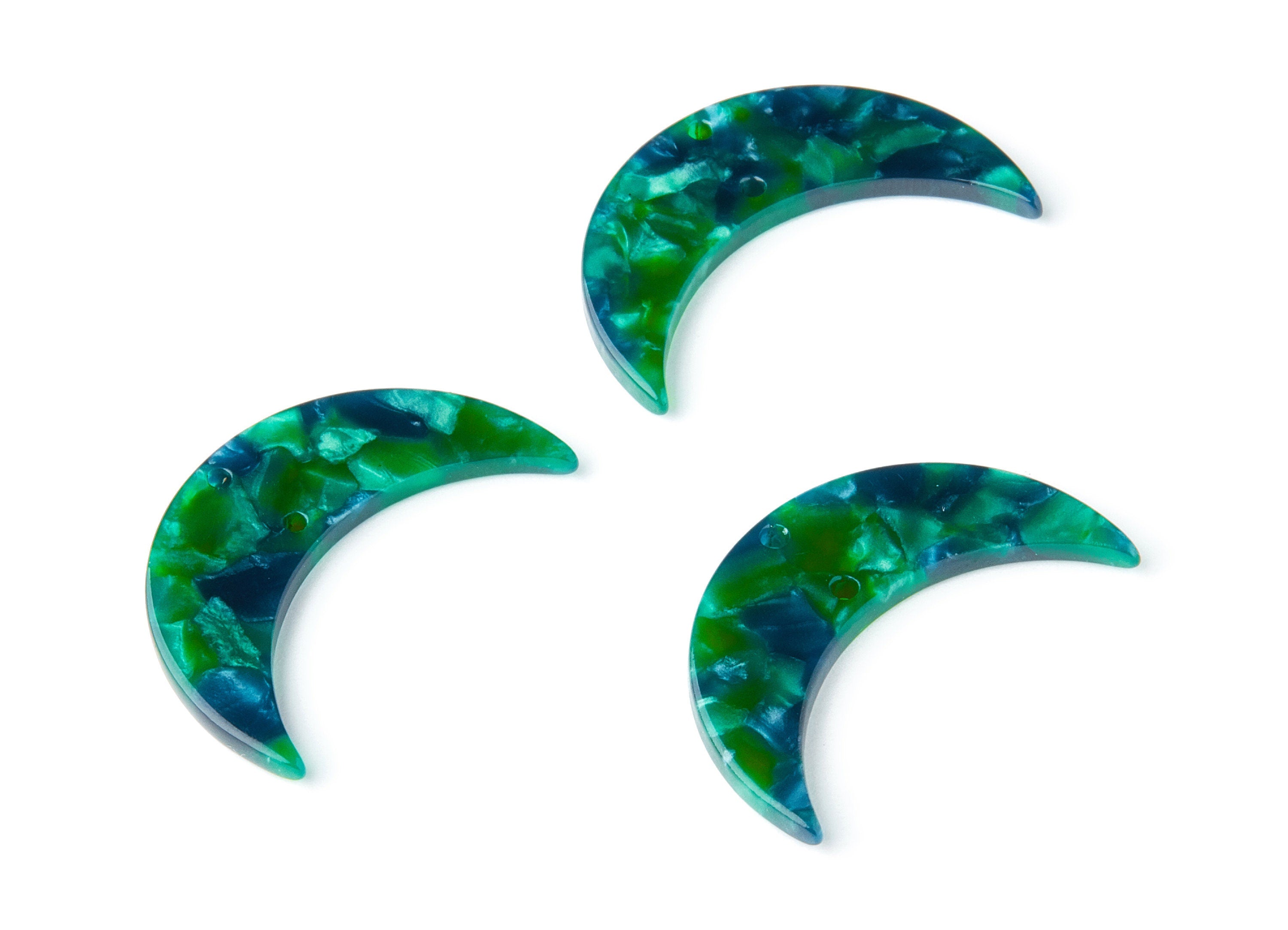 Acetate Moon Earring Charms - Moon Pendant With 2 Holes - Earring Findings - Jewelry Supplies - Color Code: A13 - 34.7x21.66x2.9mm - AC1366C - DOMEDBAZAAR