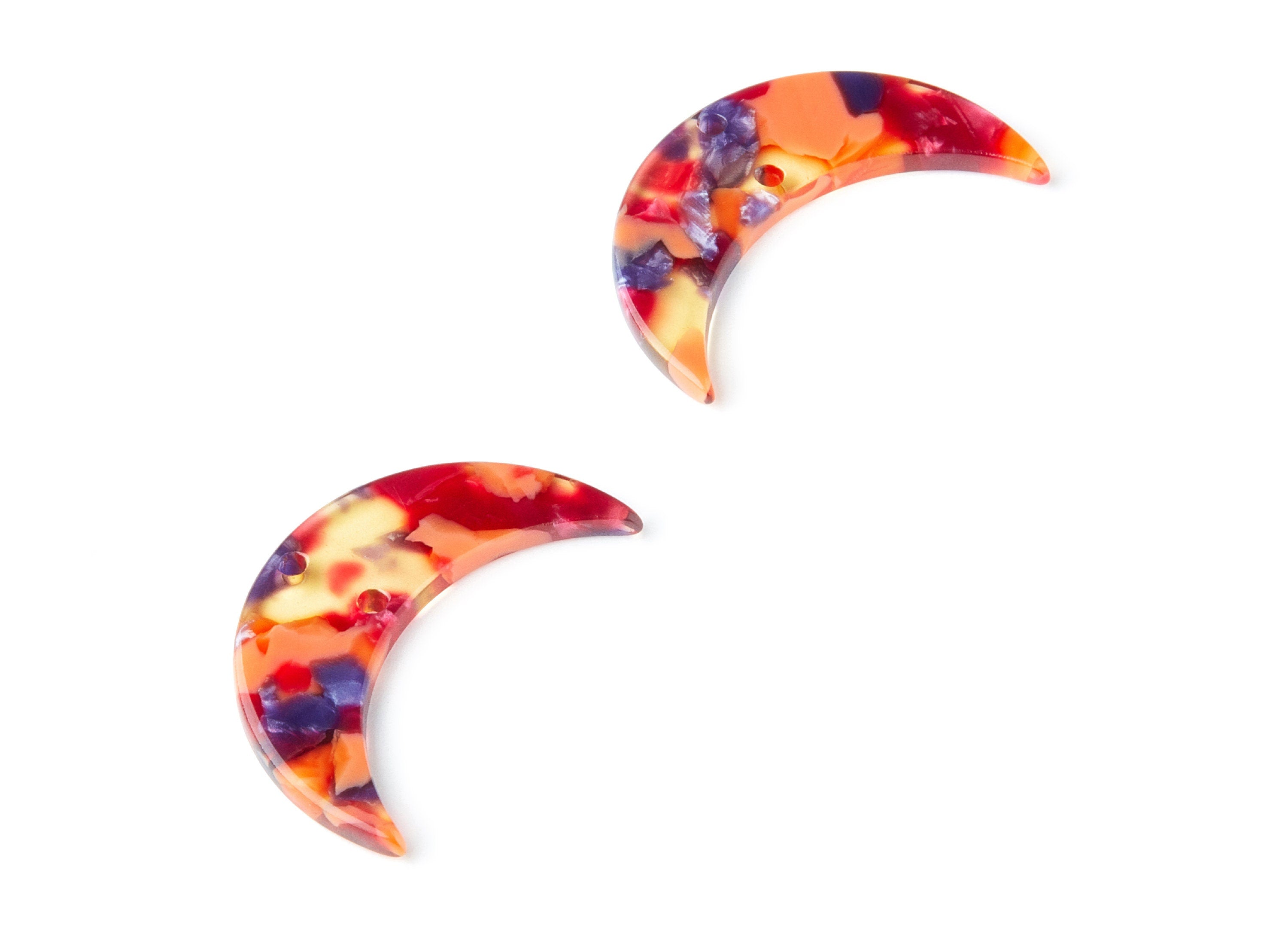 Acetate Moon Earring Charms - Moon Pendant With 2 Holes - Earring Findings - Jewelry Supplies - Color Code: A44 - 34.7x21.7x2.87mm - AC1366D - DOMEDBAZAAR