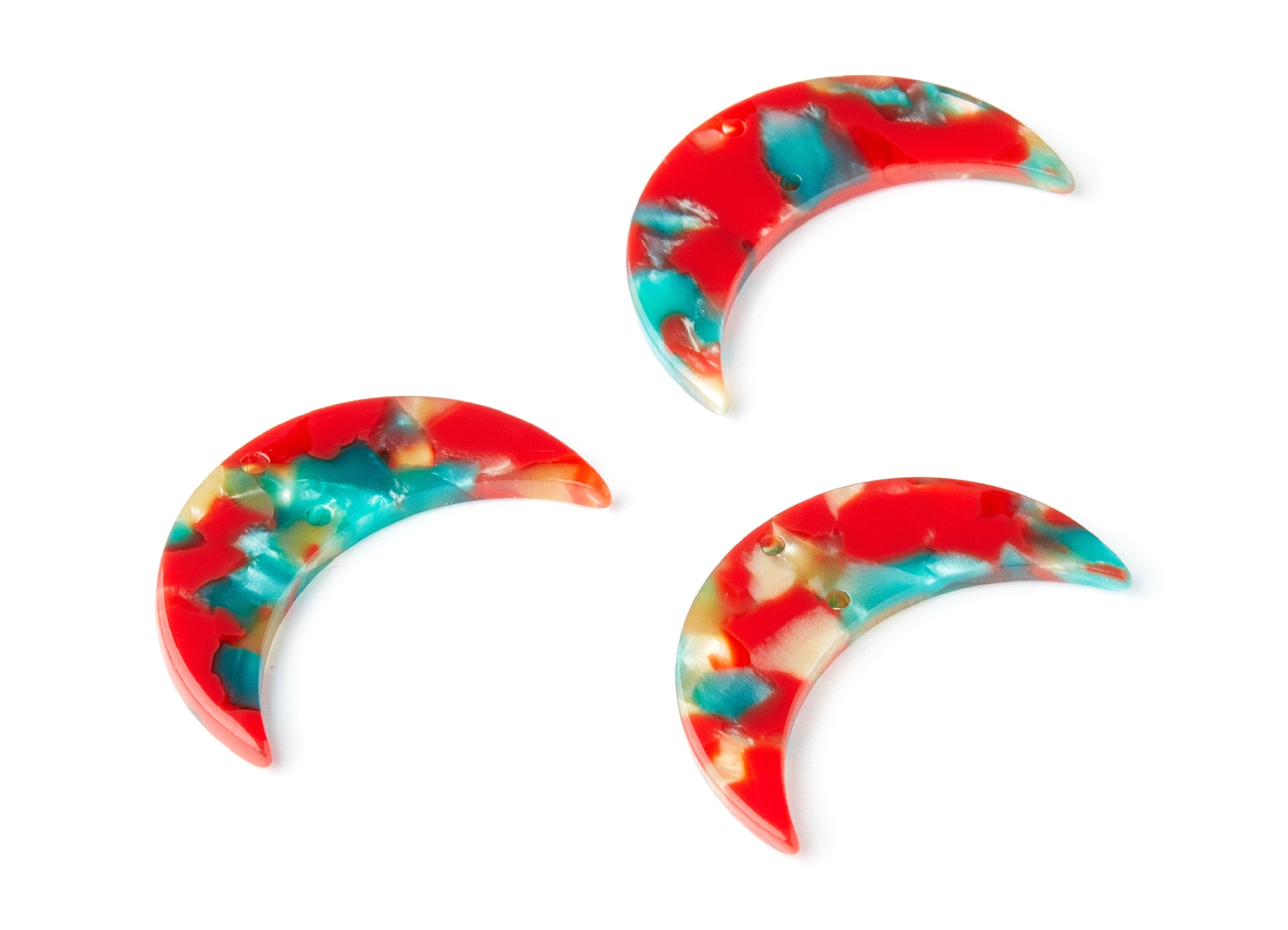 Acetate Moon Earring Charms - Moon Pendant With 2 Holes - Earring Findings - Jewelry Supplies - Color Code: A46 - 34.7x21.66x2.9mm - AC1366G - DOMEDBAZAAR
