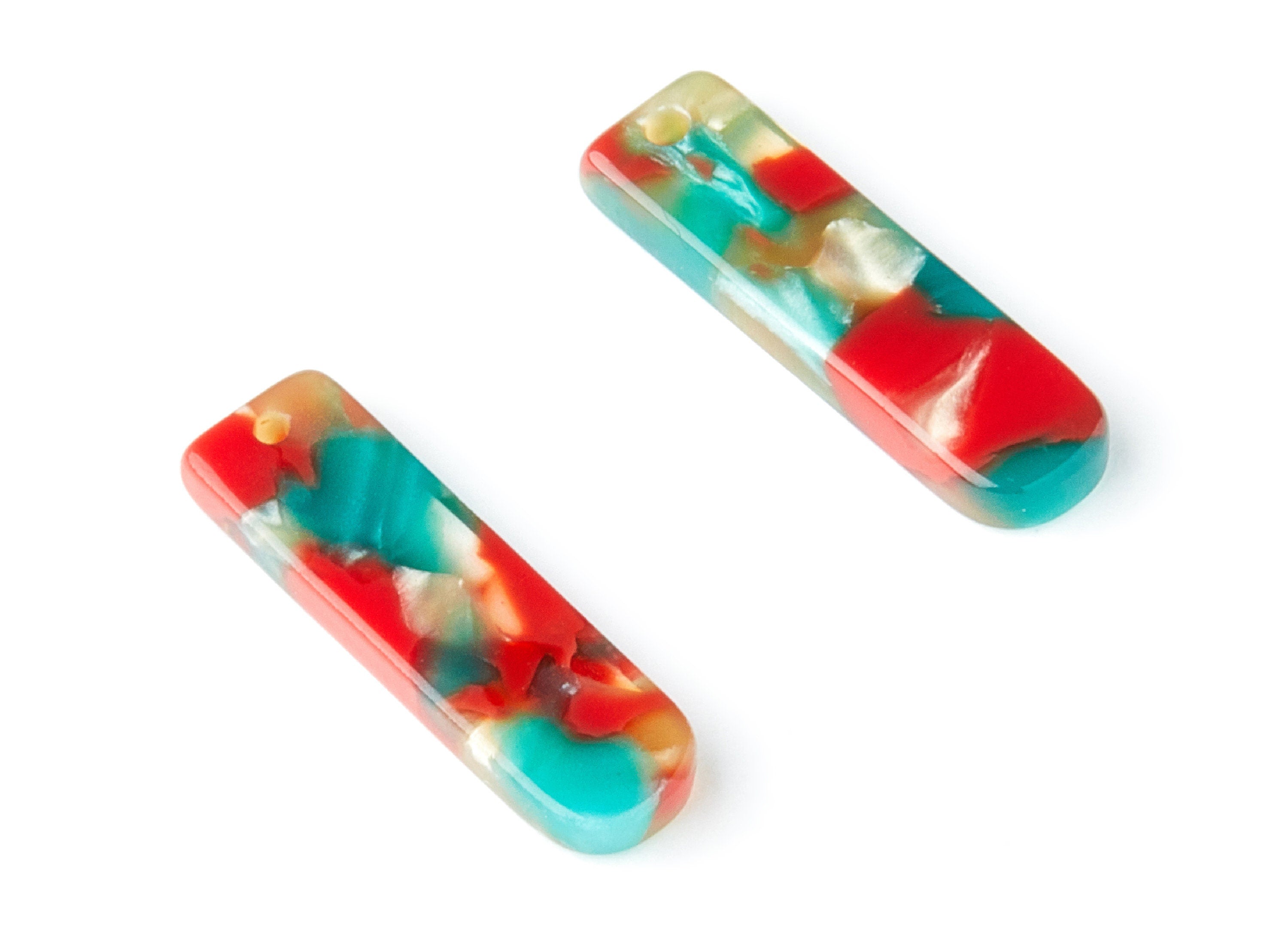 Acetate Acrylic Earring Charm - Tortoise Shell Earrings - Bar Shaped Pendant - 1 Hole - Color Code:A46 - 23.65x6.74x2.6mm - AC1354S - DOMEDBAZAAR