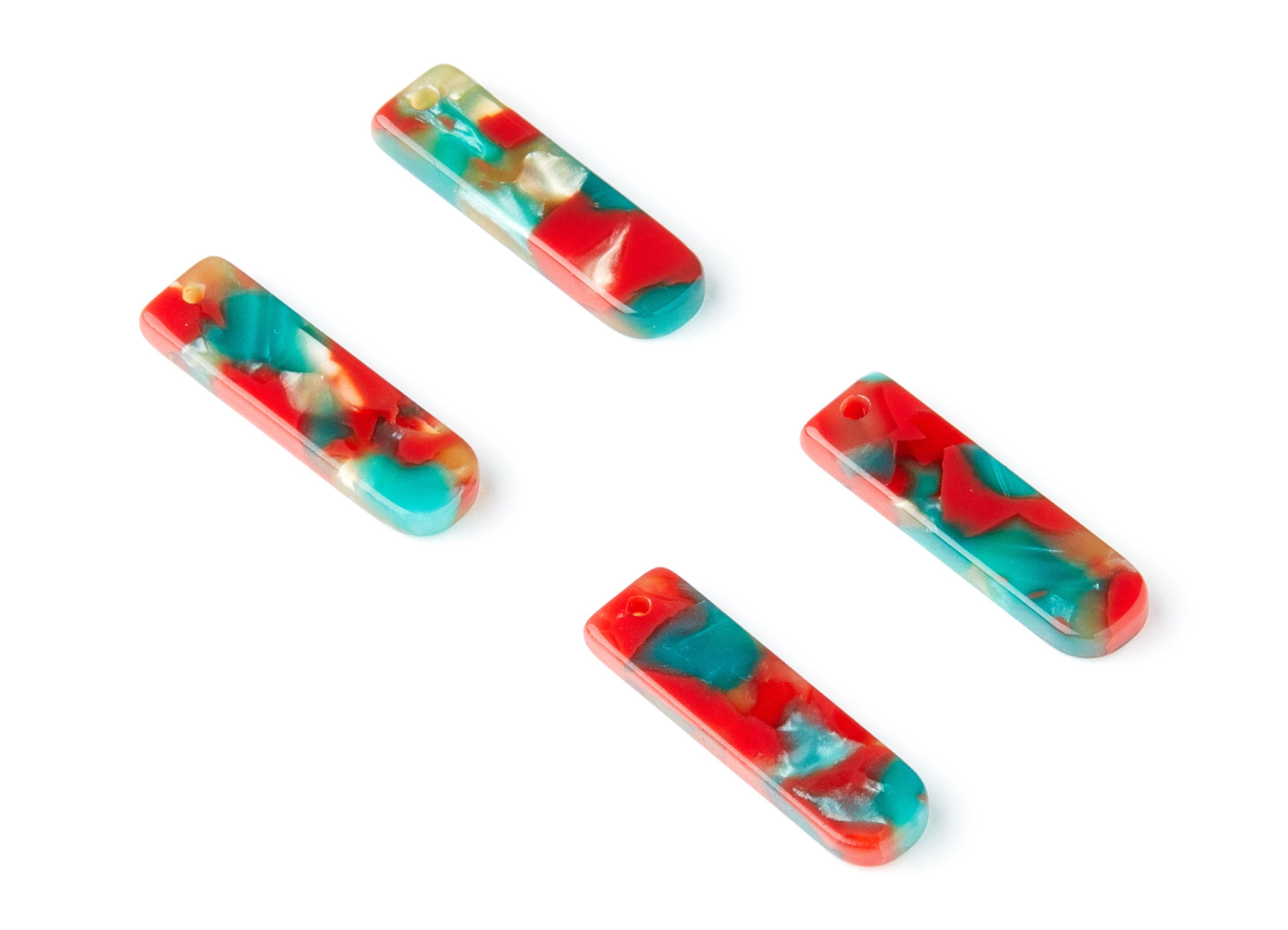 Acetate Acrylic Earring Charm - Tortoise Shell Earrings - Bar Shaped Pendant - 1 Hole - Color Code:A46 - 23.65x6.74x2.6mm - AC1354S - DOMEDBAZAAR