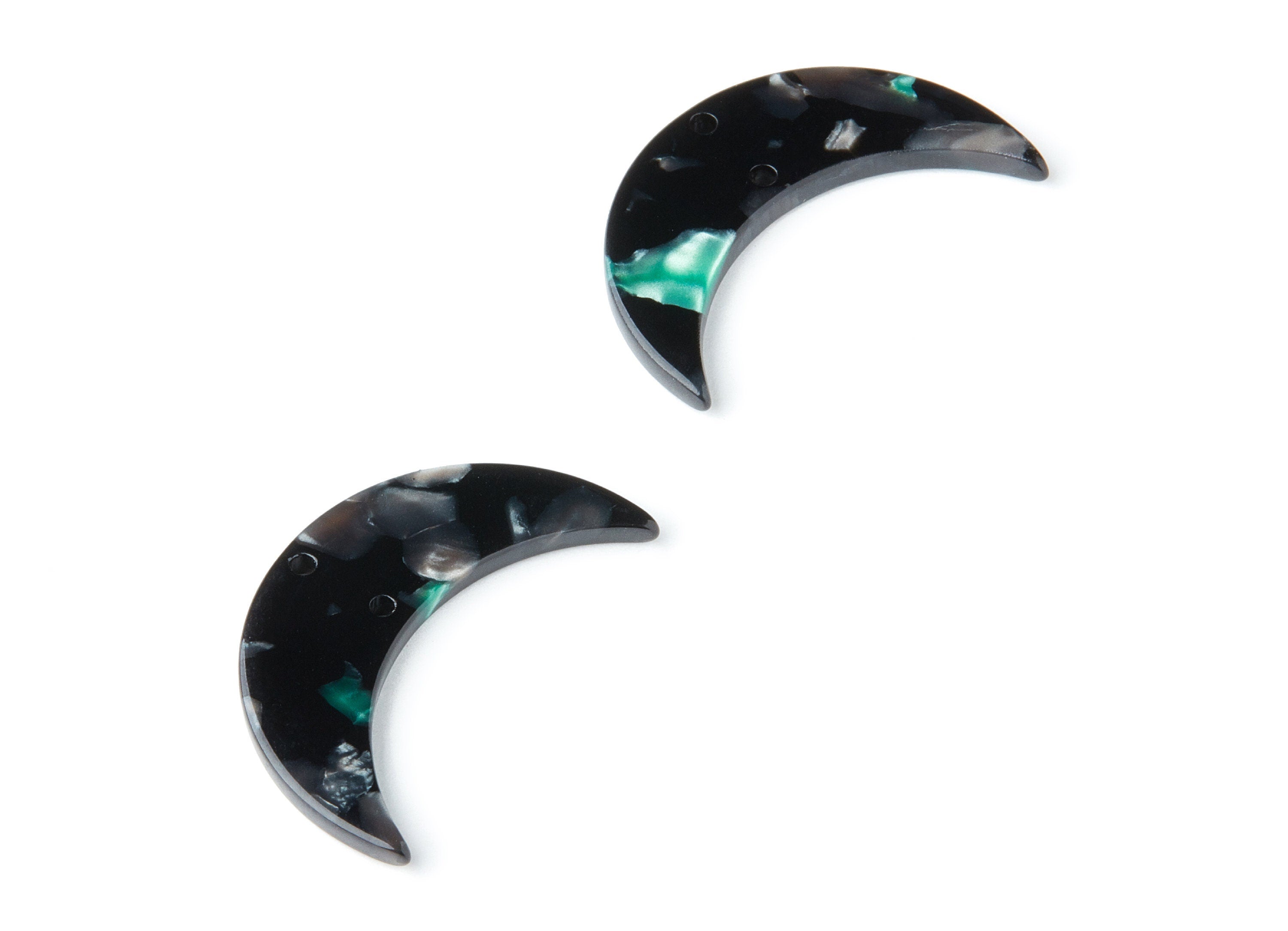 Acetate Moon Earring Charms - Moon Pendant With 2 Holes - Earring Findings - Jewelry Supplies - Color Code: A49 - 34.7x21.7x2.87mm - AC1366K - DOMEDBAZAAR