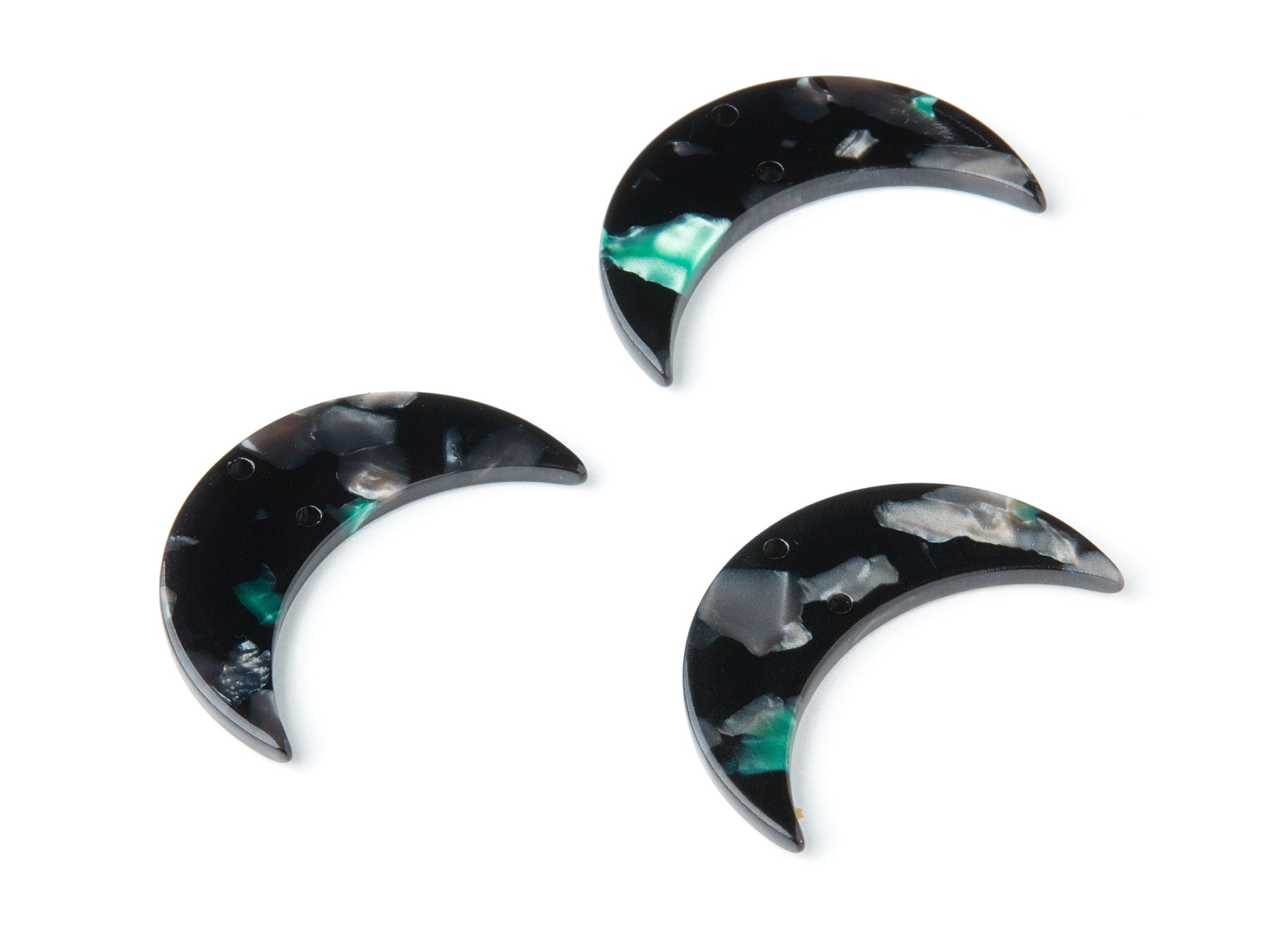 Acetate Moon Earring Charms - Moon Pendant With 2 Holes - Earring Findings - Jewelry Supplies - Color Code: A49 - 34.7x21.7x2.87mm - AC1366K - DOMEDBAZAAR