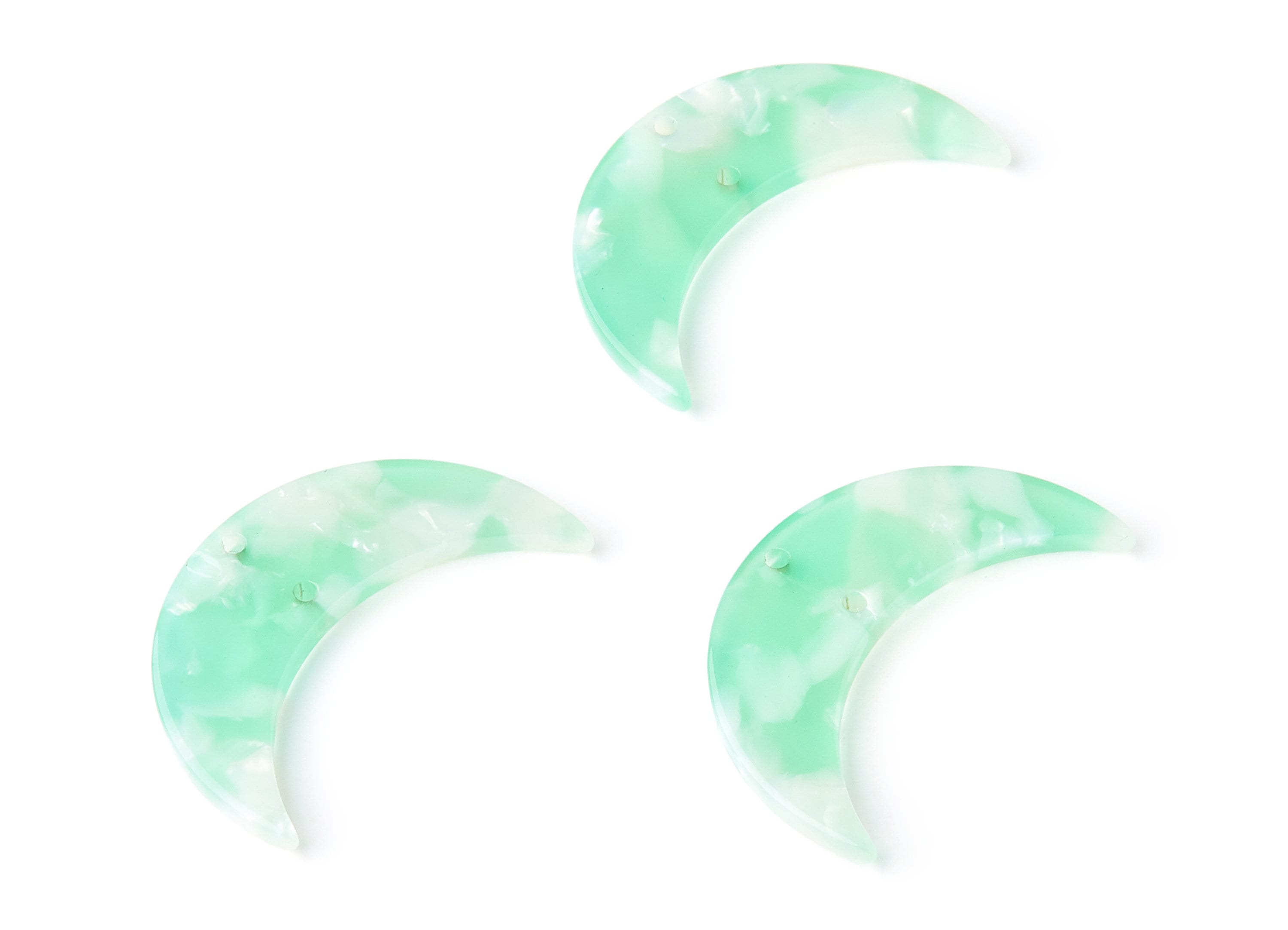 Acetate Moon Earring Charms - Moon Shaped Pendant With 2 Holes - Jewelry Supplies - Color Code: A35 - 34.71x21.66x2.87mm - AC1366L - DOMEDBAZAAR