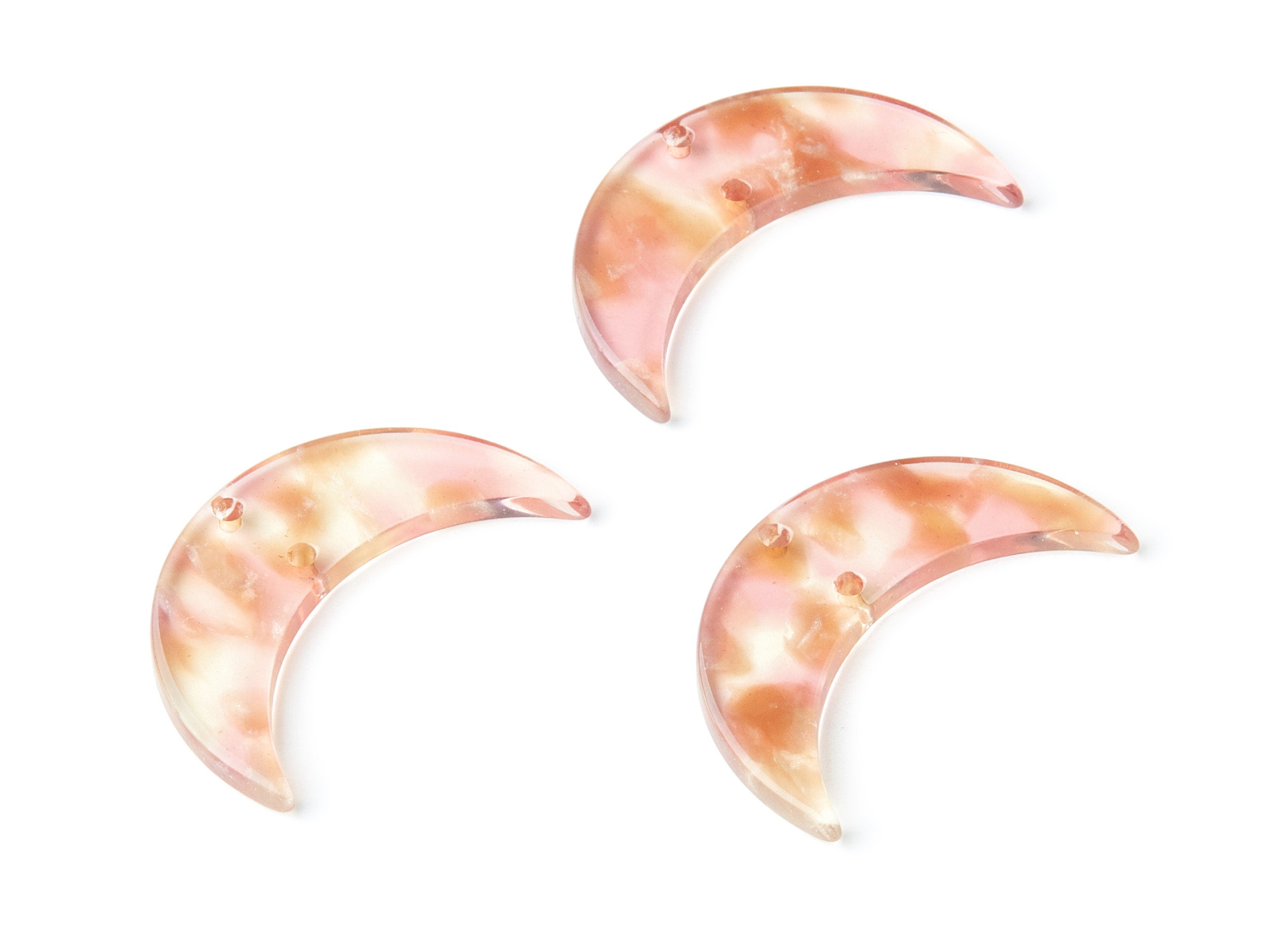 Acetate Moon Earring Charms - Moon Shaped Pendant With 2 Holes - Jewelry Supplies - Color Code: A45 - 34.71x21.66x2.87mm - AC1366M - DOMEDBAZAAR