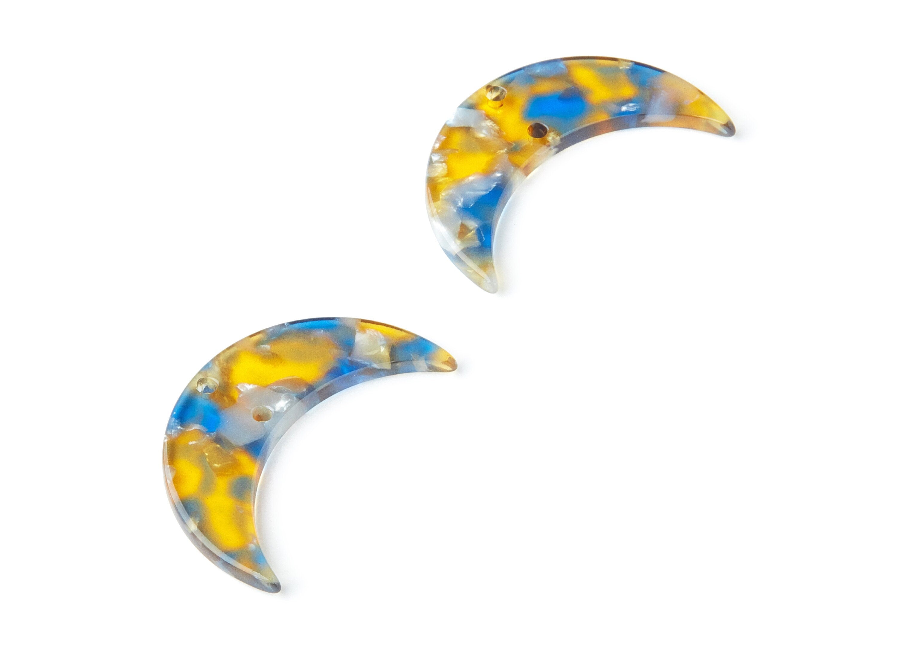 Acetate Moon Earring Charms - Moon Pendant With 2 Holes - Earring Findings - Jewelry Supplies - Color Code: A40 - 34.7x21.66x2.9mm - AC1366O - DOMEDBAZAAR
