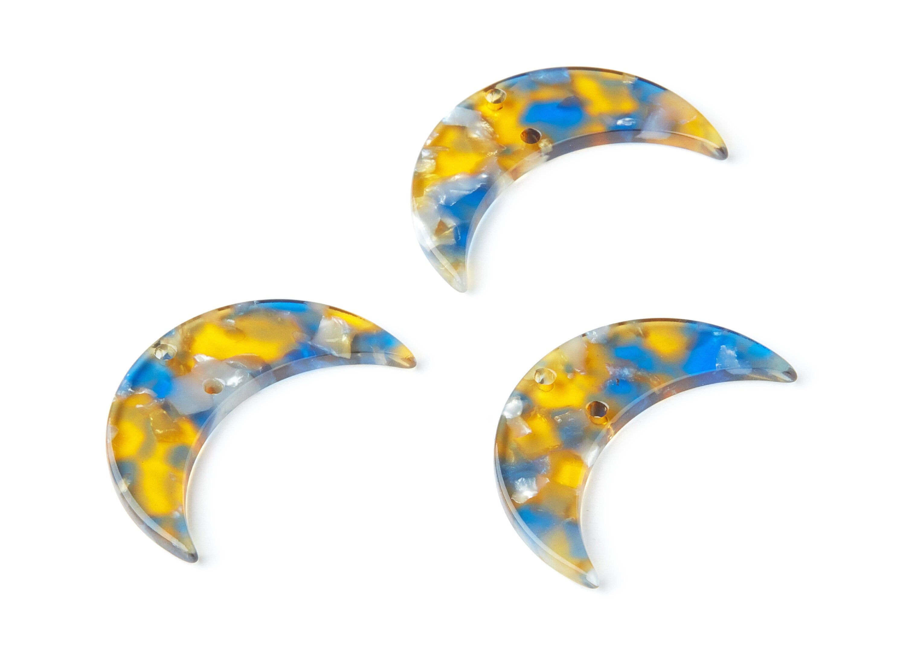 Acetate Moon Earring Charms - Moon Pendant With 2 Holes - Earring Findings - Jewelry Supplies - Color Code: A40 - 34.7x21.66x2.9mm - AC1366O - DOMEDBAZAAR