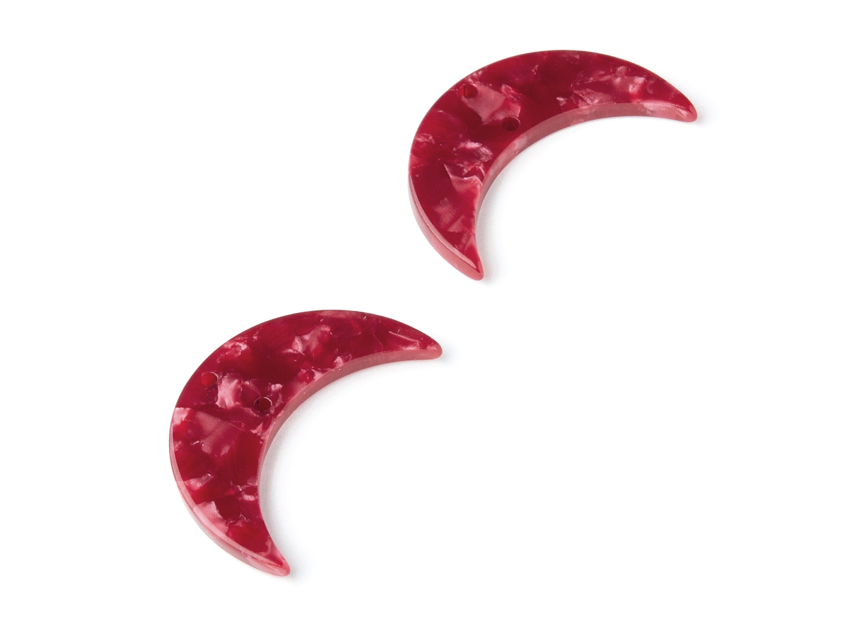 Acetate Moon Earring Charms - Moon Pendant With 2 Holes - Earring Findings - Jewelry Supplies - Color Code: A47 - 34.7x21.66x2.9mm - AC1366R - DOMEDBAZAAR