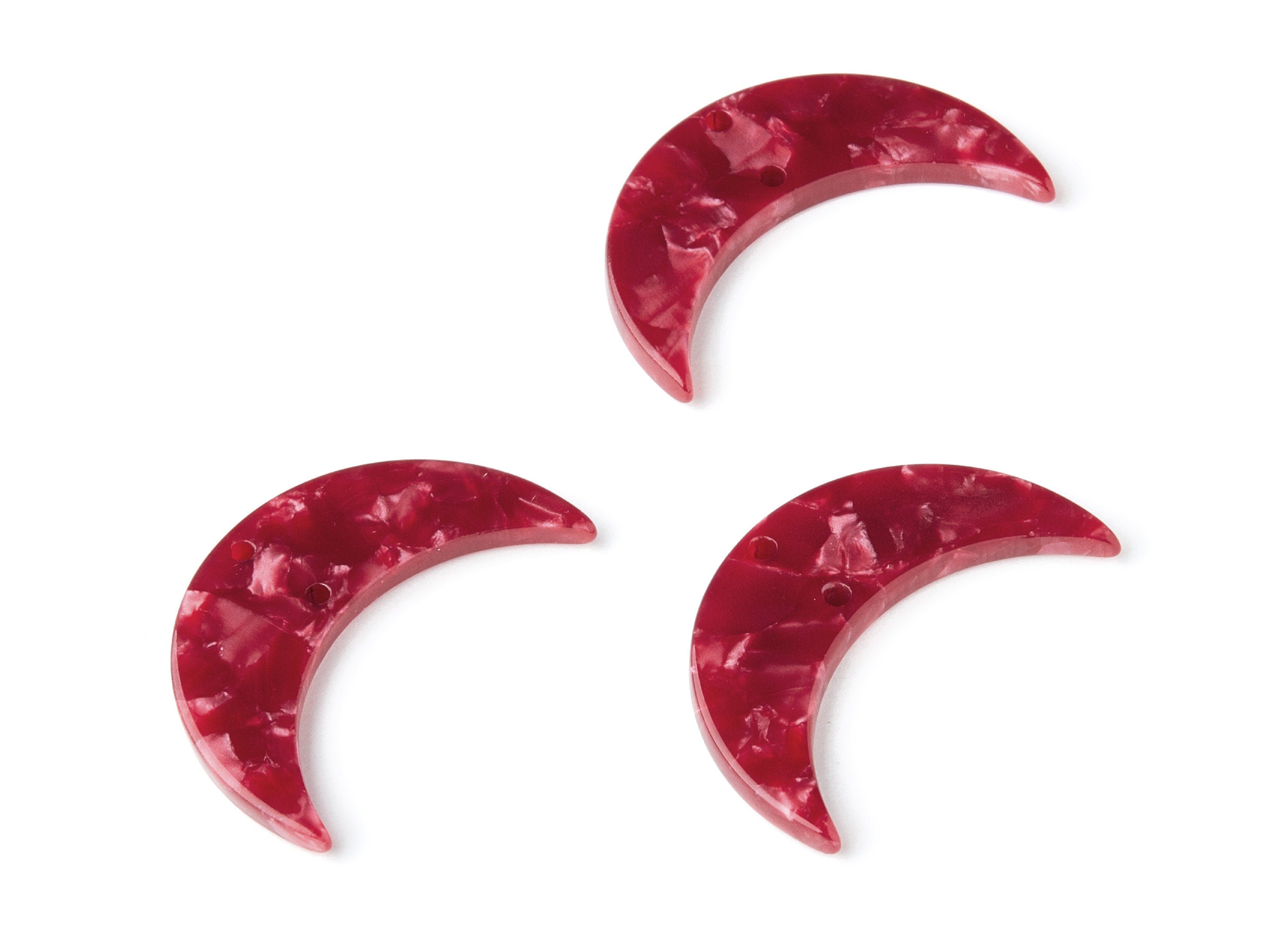 Acetate Moon Earring Charms - Moon Pendant With 2 Holes - Earring Findings - Jewelry Supplies - Color Code: A47 - 34.7x21.66x2.9mm - AC1366R - DOMEDBAZAAR